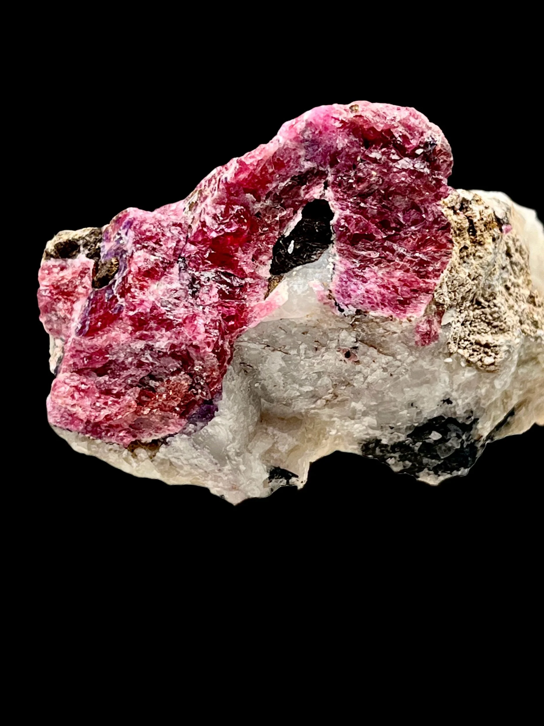 red eudialyte crystals in nepheline matrix Kipawa Complex Quebec rare mineral specimen