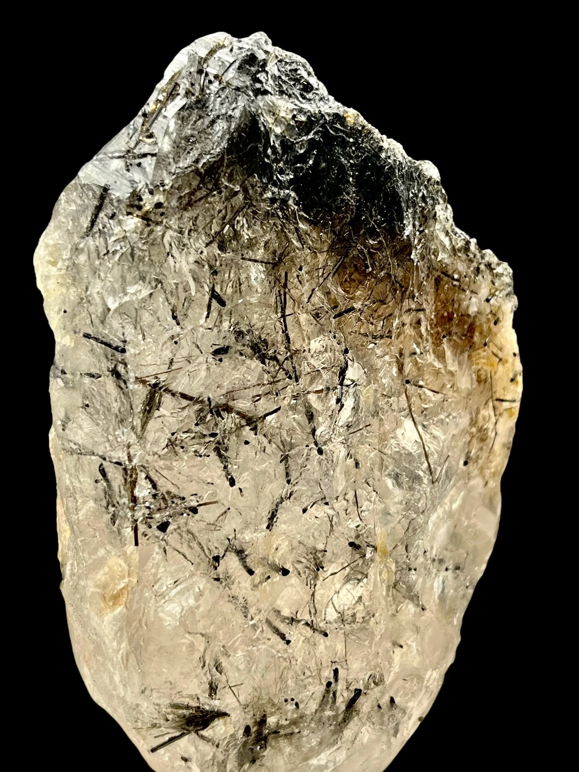 schorl in quartz Brazil reflective termination iron staining natural mineral specimen