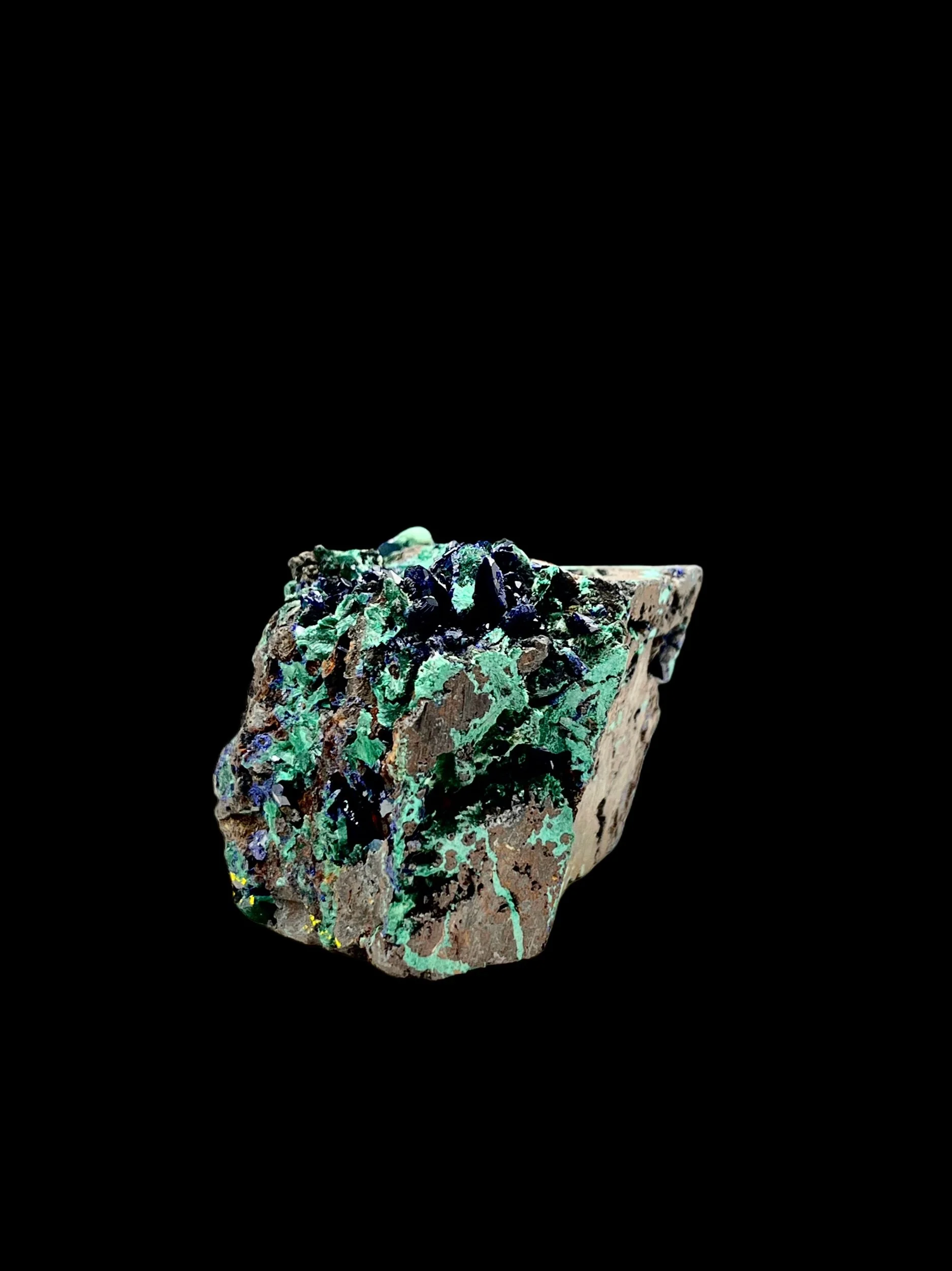 gemmy azurite malachite Kipushi Mine Congo deep blue crystals green matrix mineral specimen