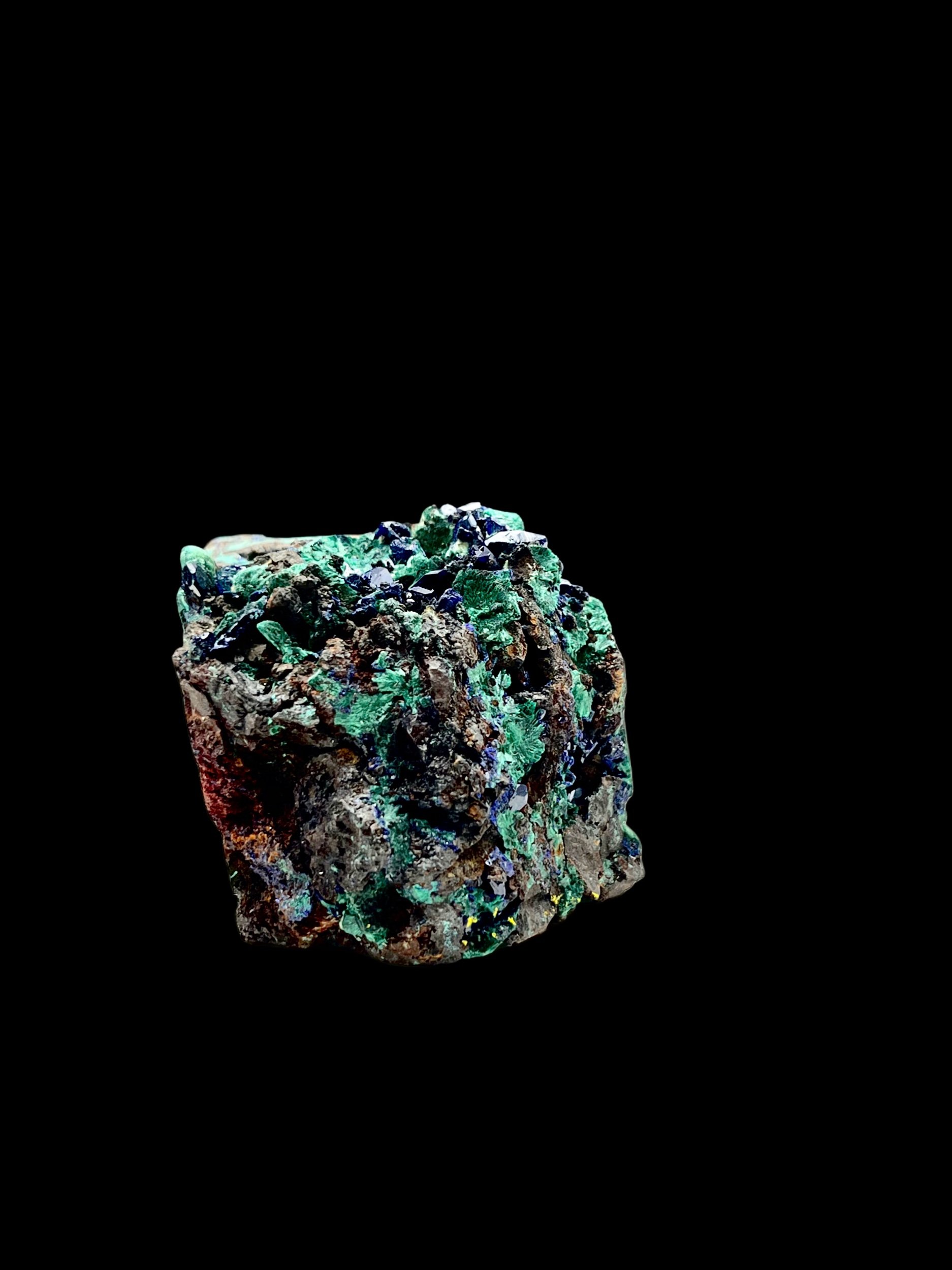 Congo azurite malachite matrix gemmy azurite crystals collector cabinet specimen