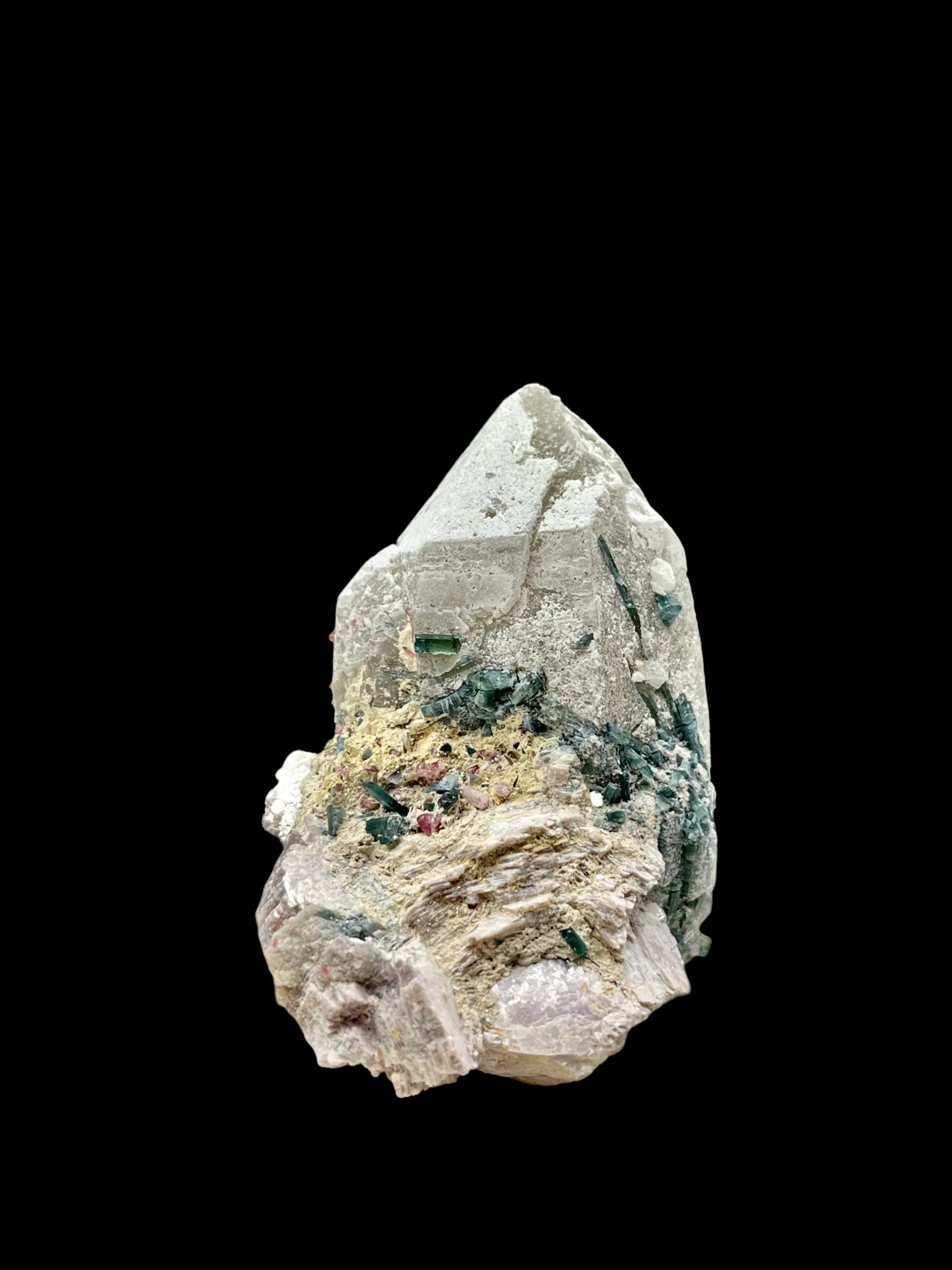 quartz tourmaline lepidolite Pederneira Mine Brazil multi color elbaite specimen pink green blue crystals