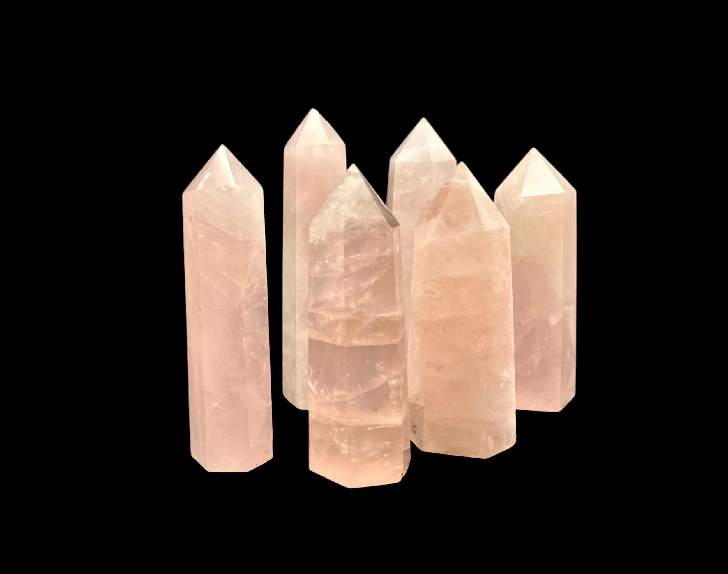 Rose Quartz tower natural pink quartz polished crystal point Natural Rose Quartz crystal tower soft blush pink polished point