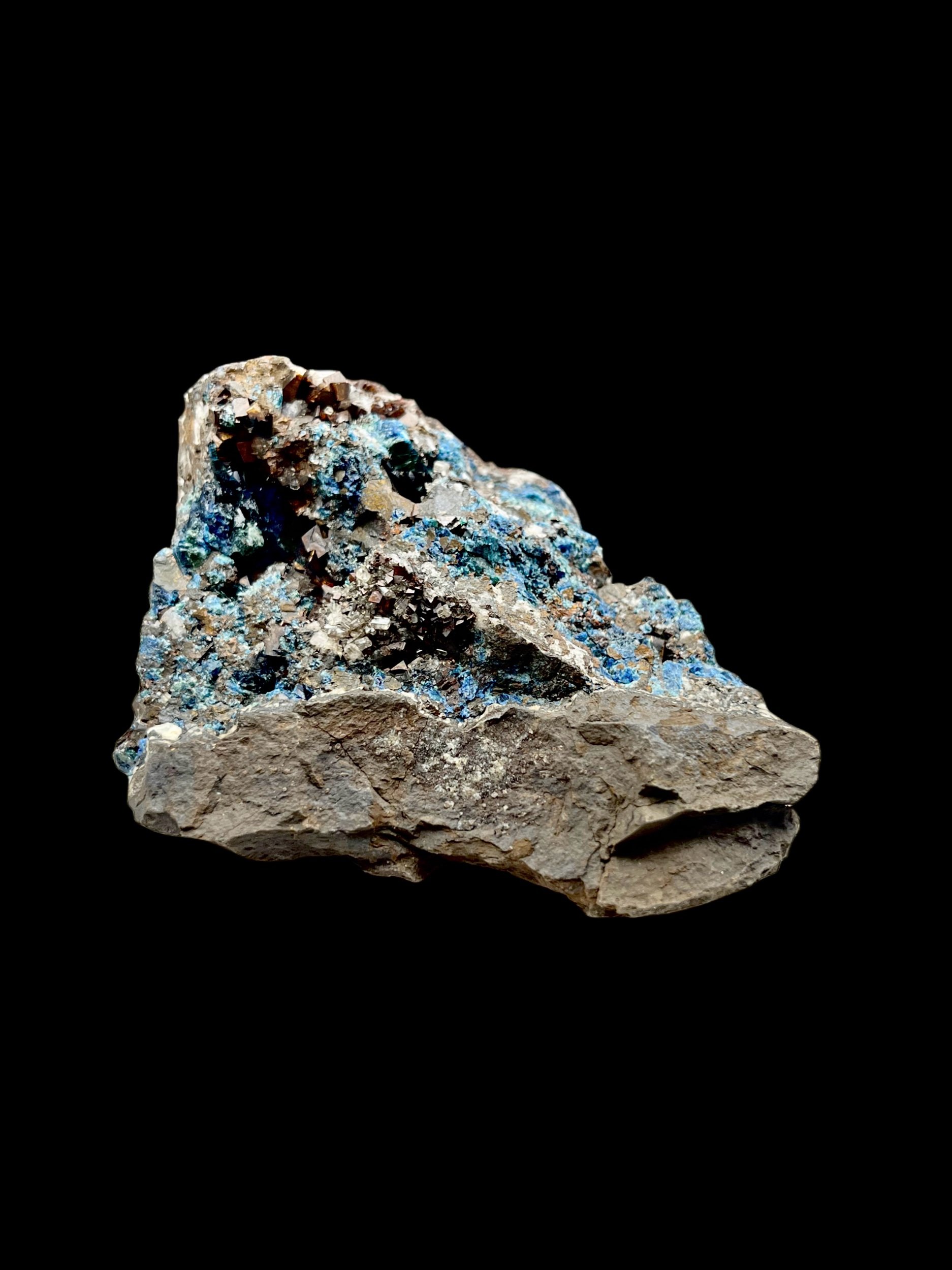 Large Lazulite with Siderite from Crosscut Creek Yukon Canada blue crystal specimen on matrix