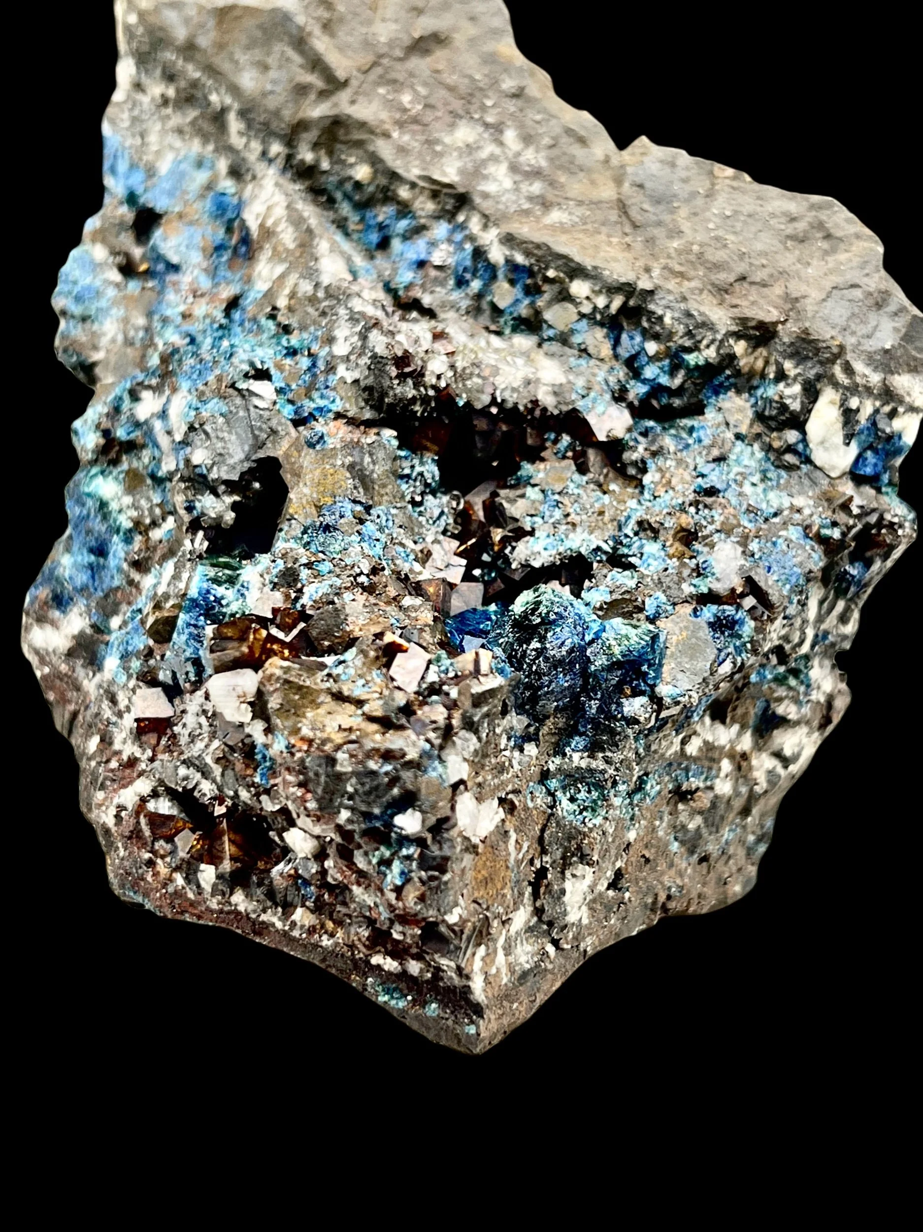 Large Lazulite with Siderite from Crosscut Creek Yukon Canada blue crystal specimen on matrix