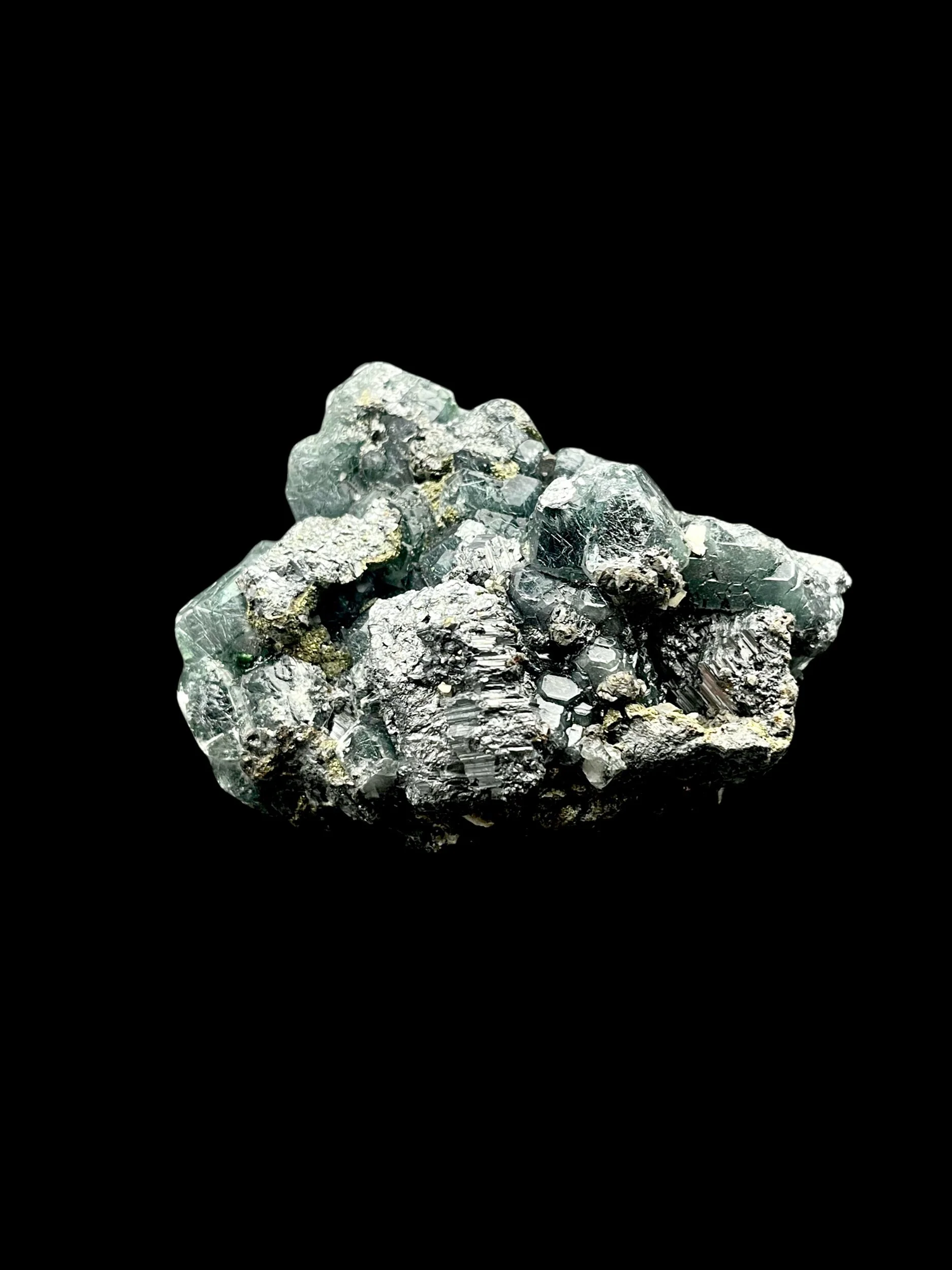 Rare Peruvian Fluorite with metallic Galena and Pyrite crystal association collector display piece