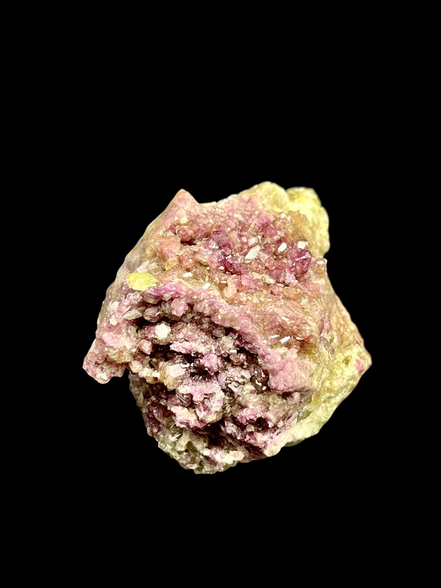Rare blush pink Vesuvianite with drusy crystals from Canada