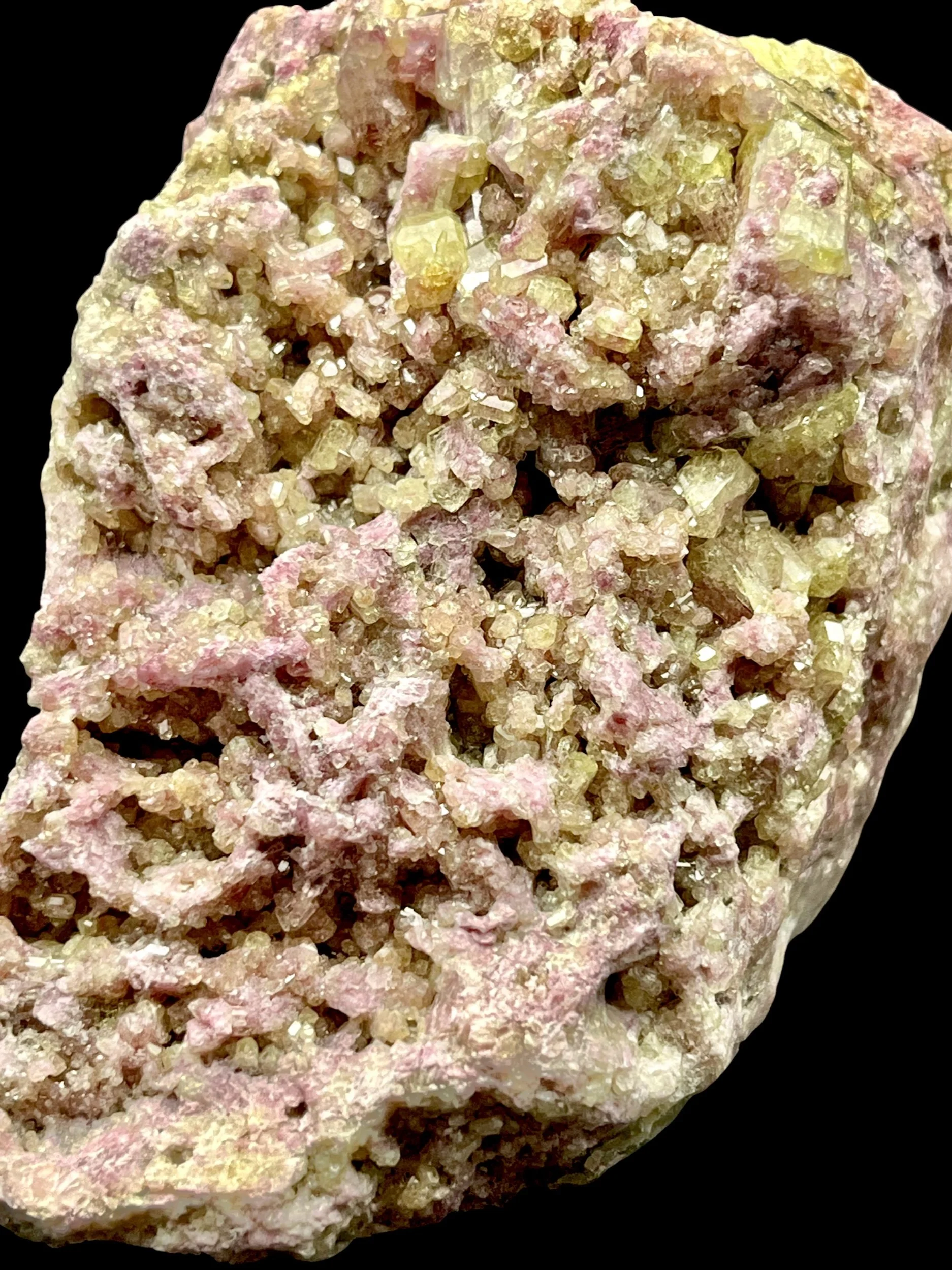 Jeffrey Mine green and pink Vesuvianite geode