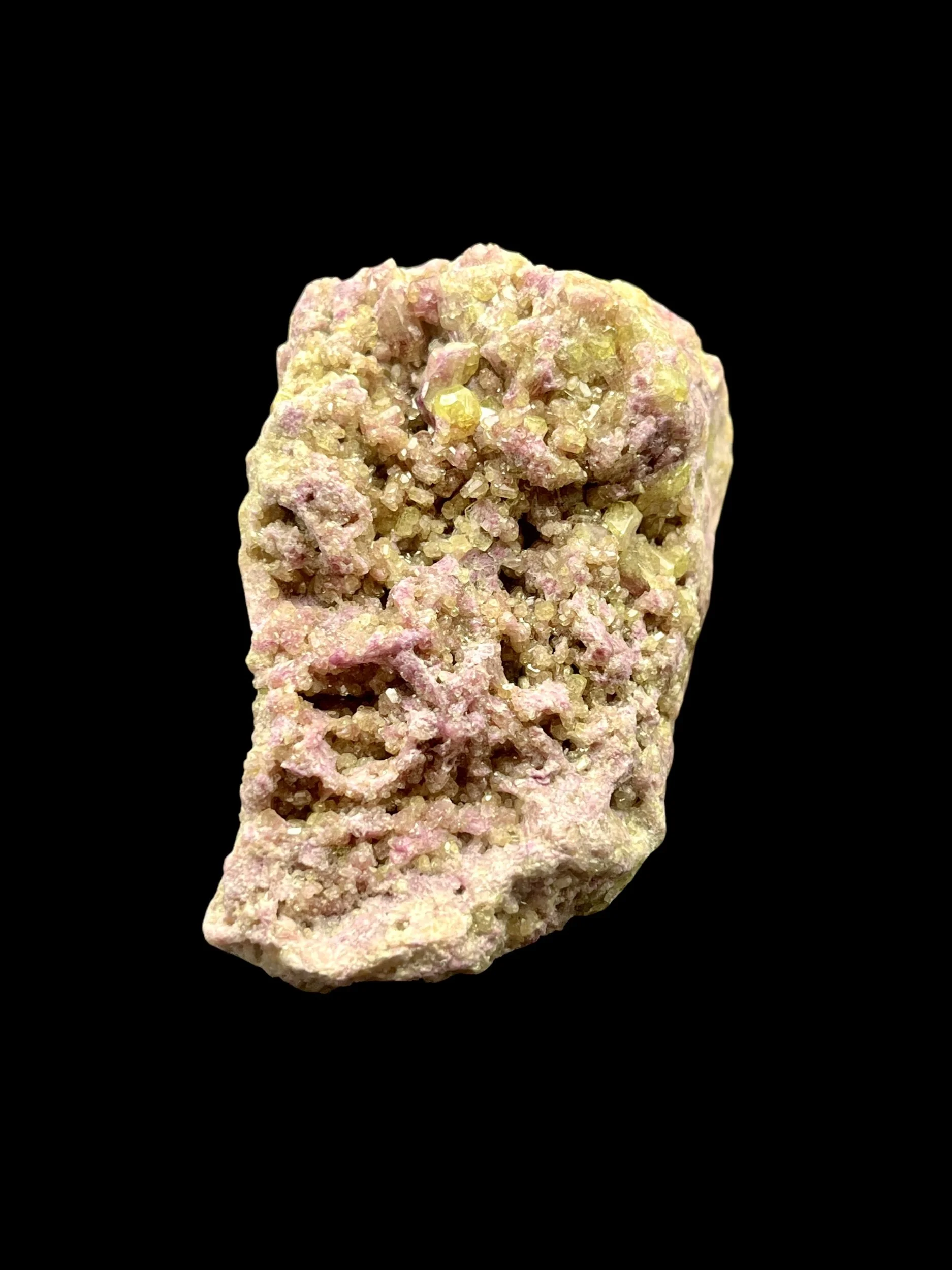 Pink and green Vesuvianite crystal specimen from Jeffrey Mine Quebec Canada
