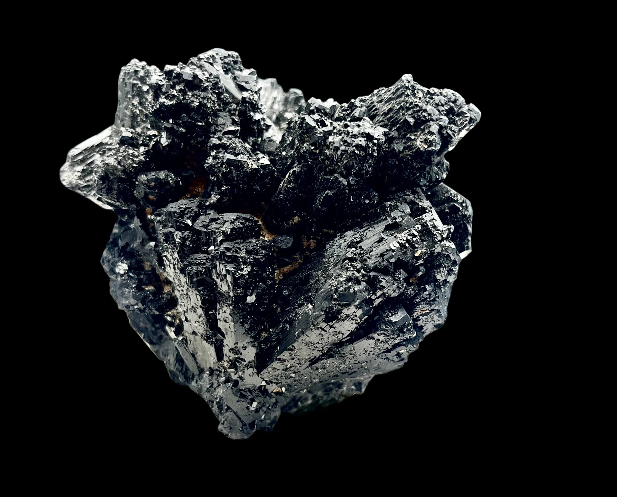 High luster black tourmaline crystal cluster from Erongo Mountains Namibia