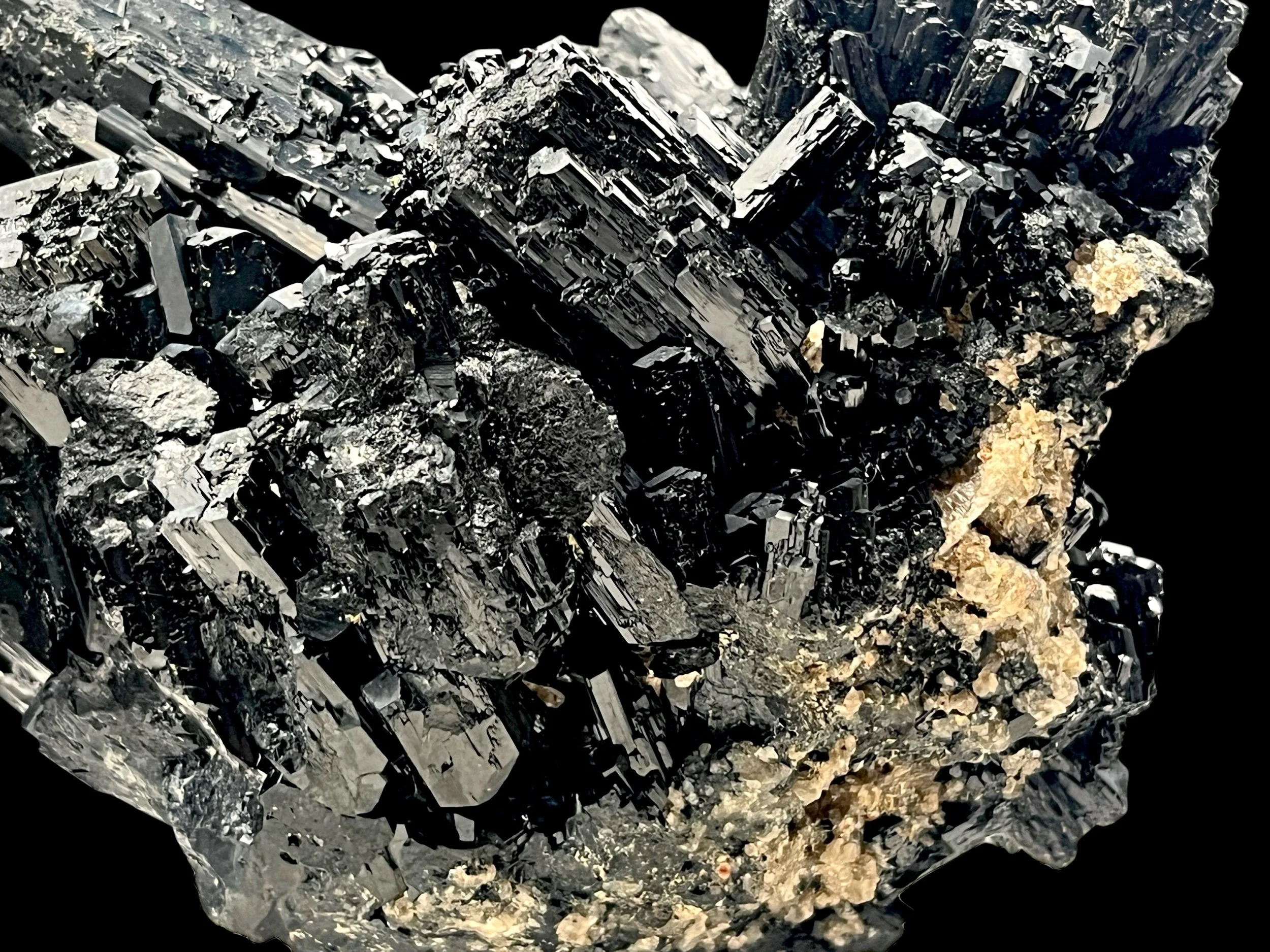 High quality black schorl tourmaline mineral specimen with strong luster