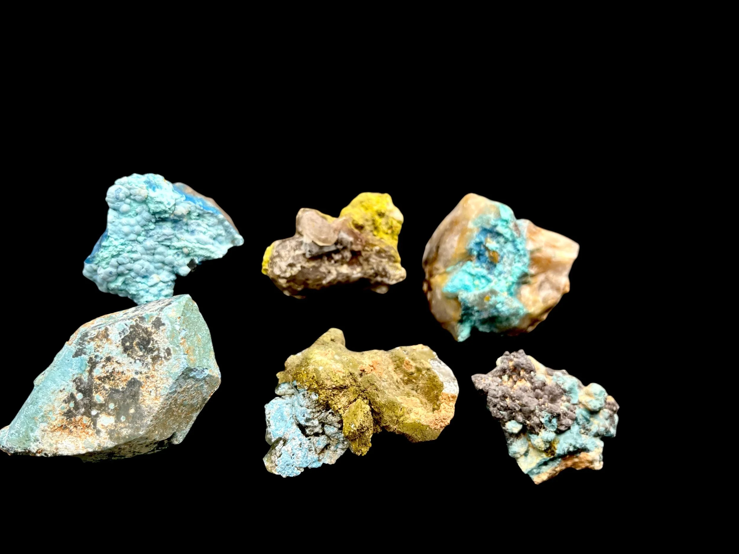 Blue and green secondary copper minerals from Namibia with Shattuckite and Chrysocolla