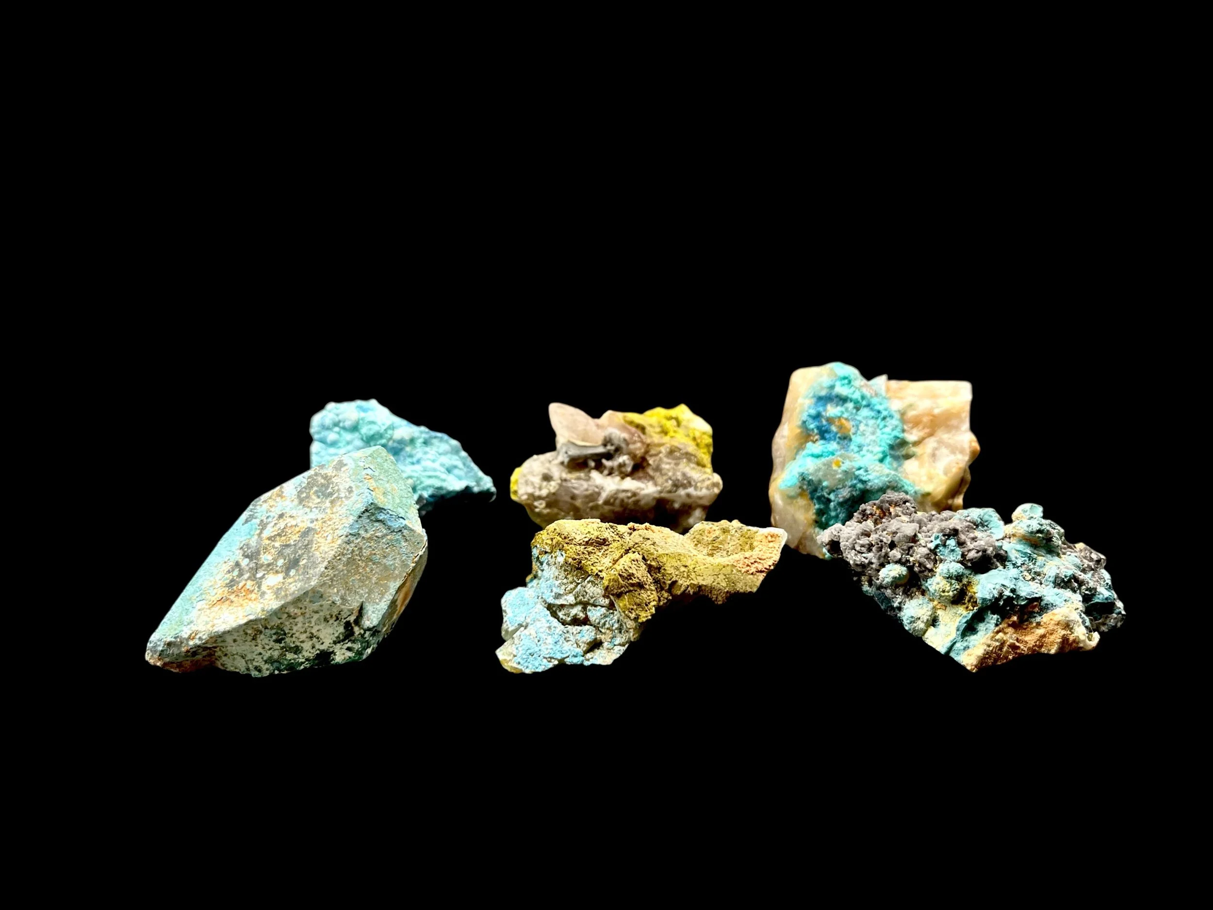 Mixed copper mineral specimen from Erongo Mountains Namibia with Shattuckite Chrysocolla and Quartz