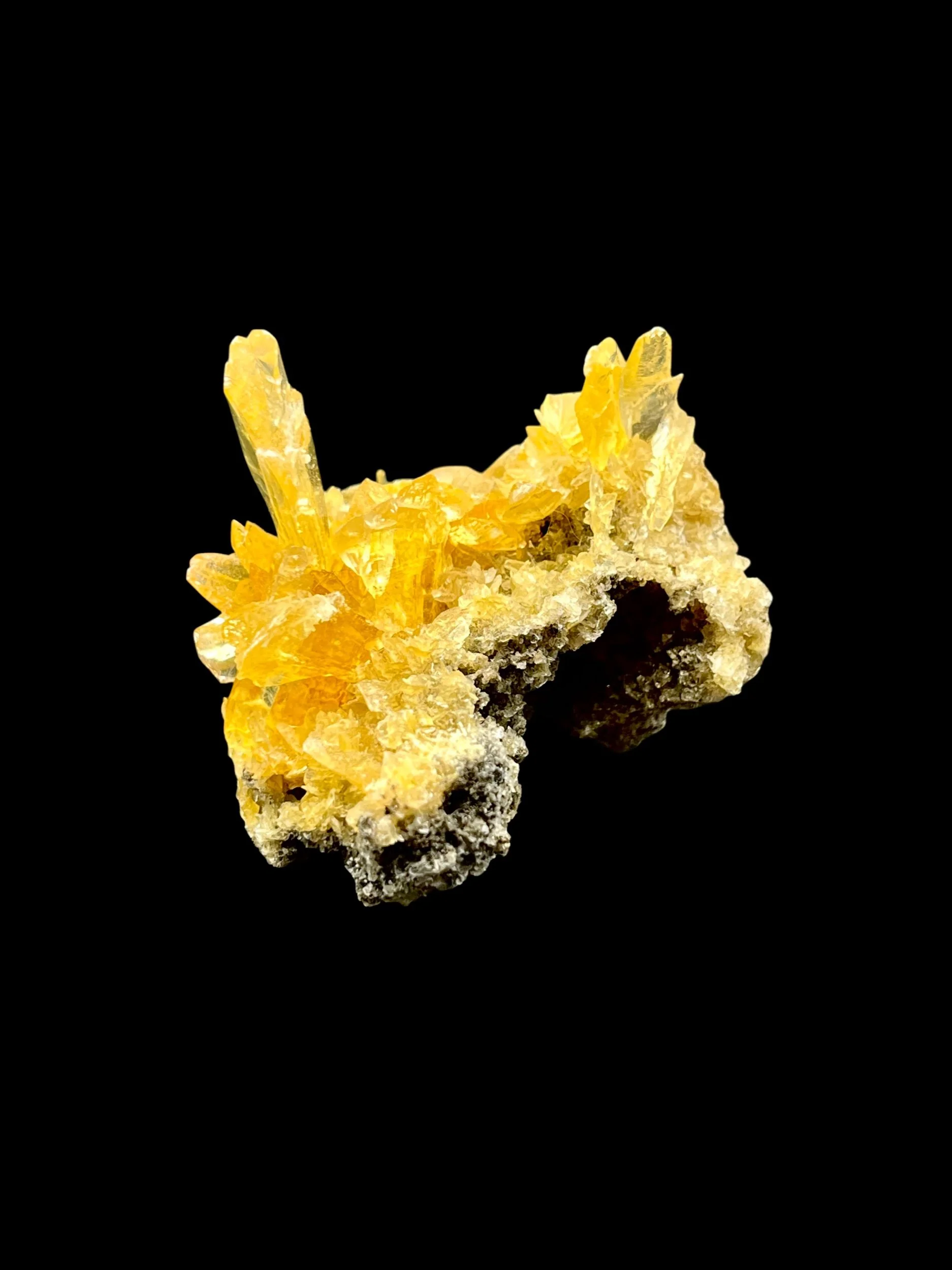 Collector-grade Peruvian Selenite with fluorescent glow under blacklight