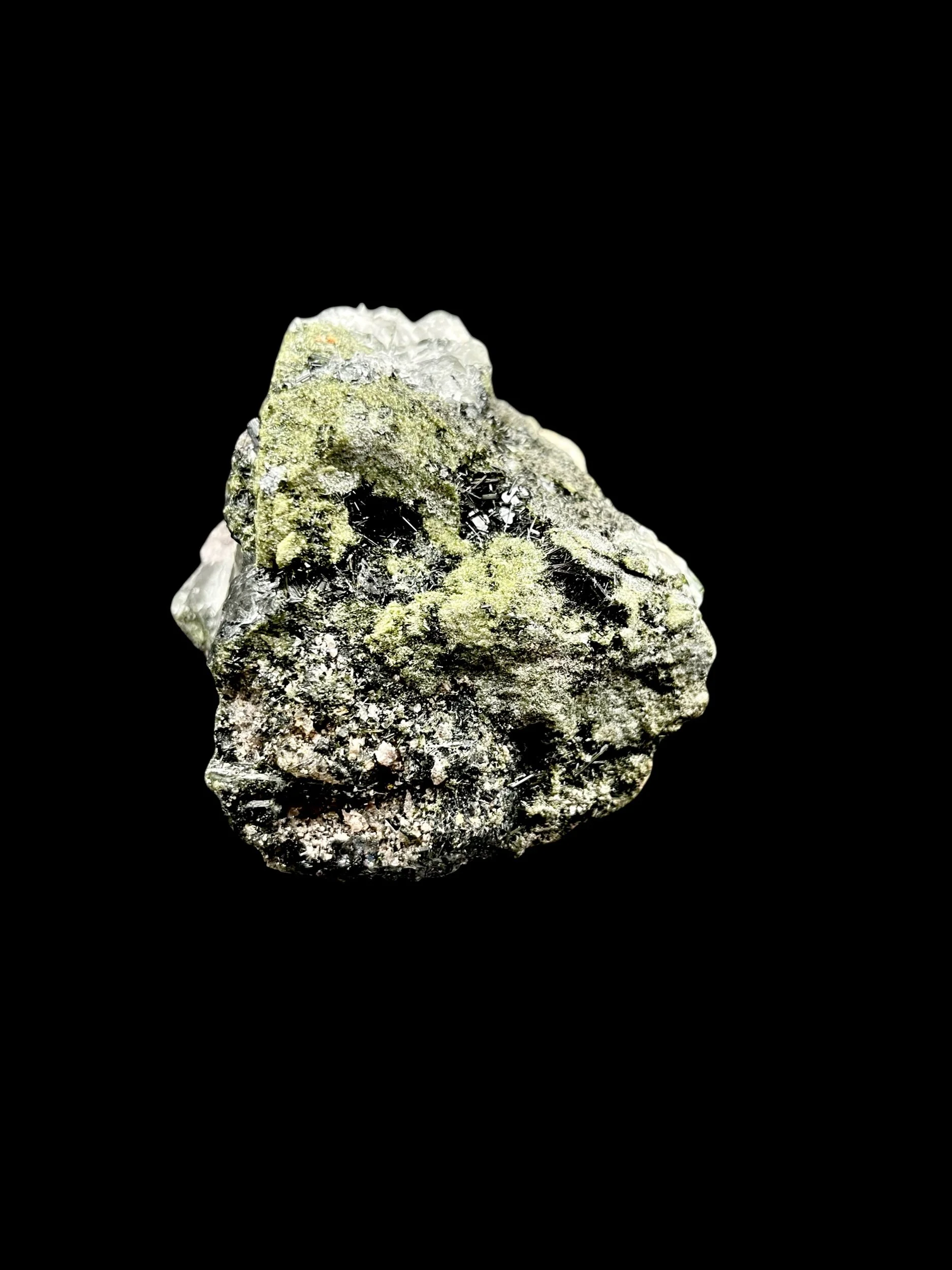 Collector-grade Brazilian pegmatite specimen with black and green tourmaline crystals