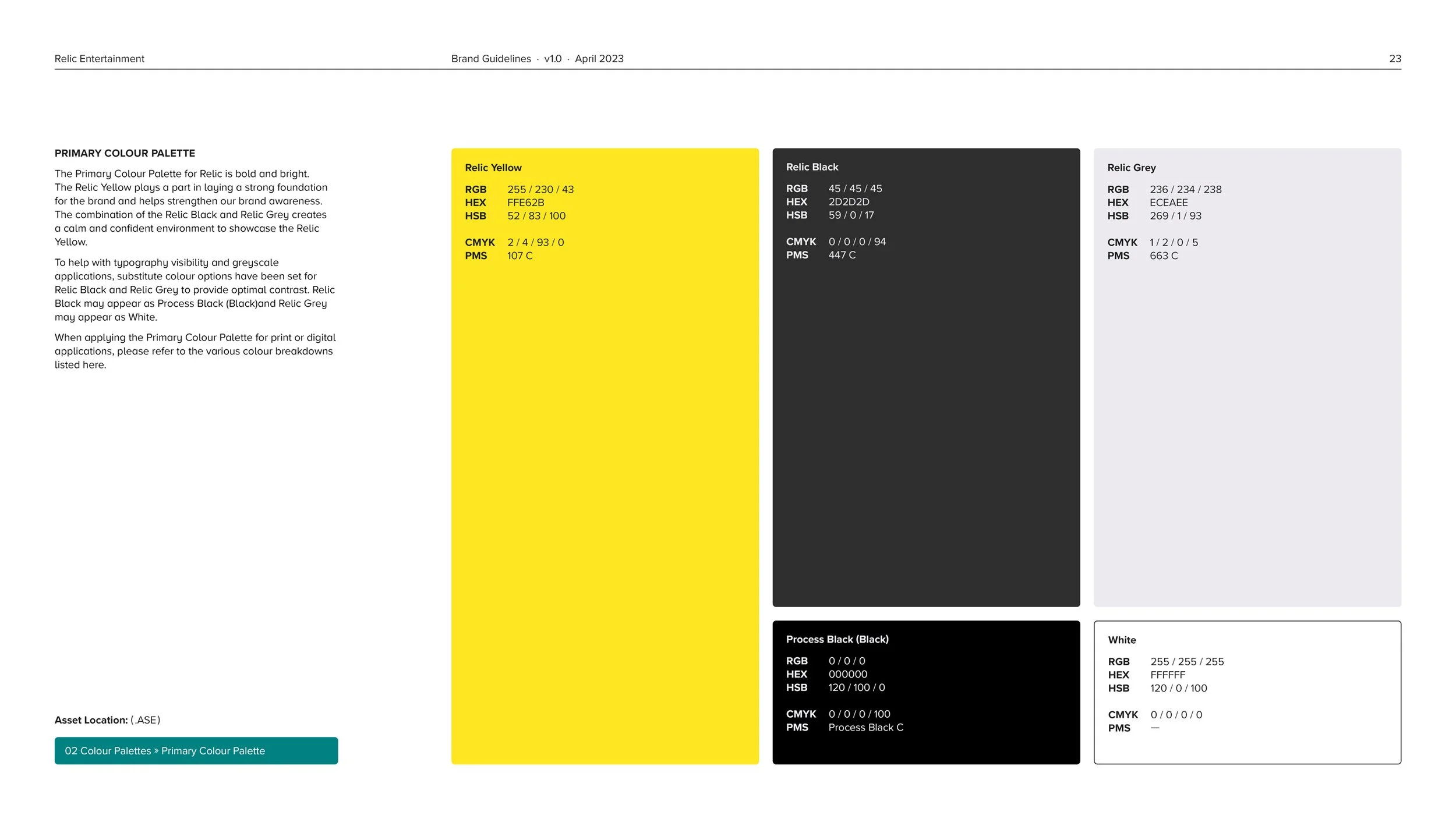 Brand Guidelines - Primary Colour Palette