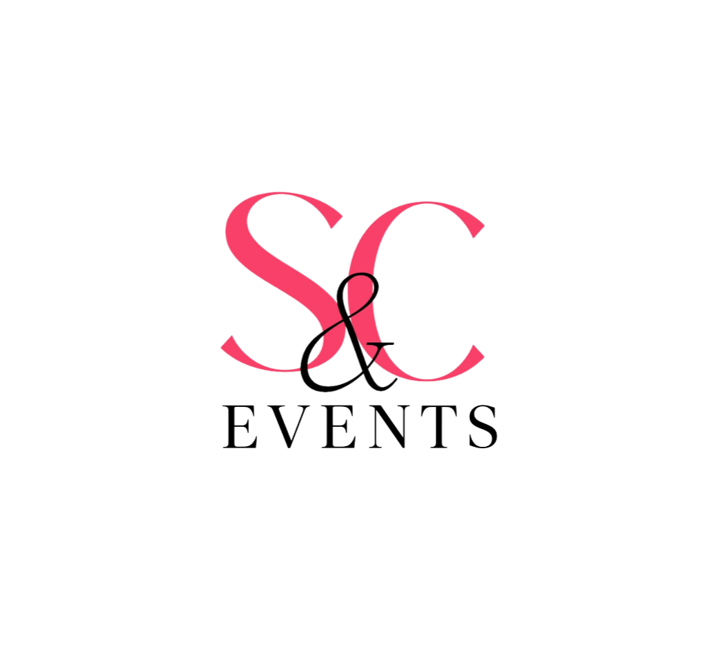 Logo for SC Events with pink and black lettering on a white background.