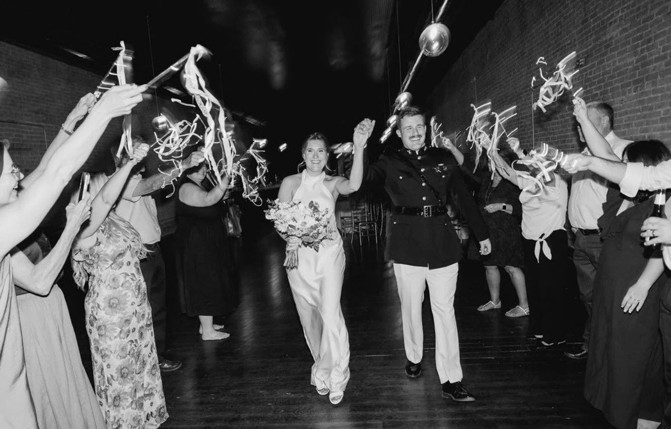 Ingrid and Cole Black and white grand exit.jpg