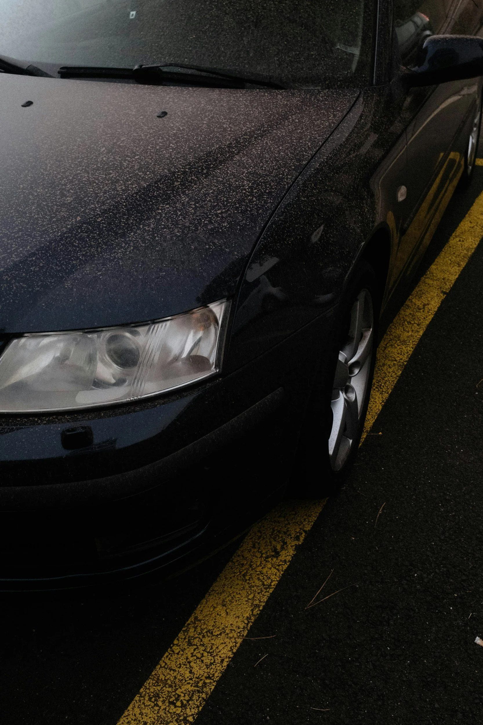 salt stained front bumper car