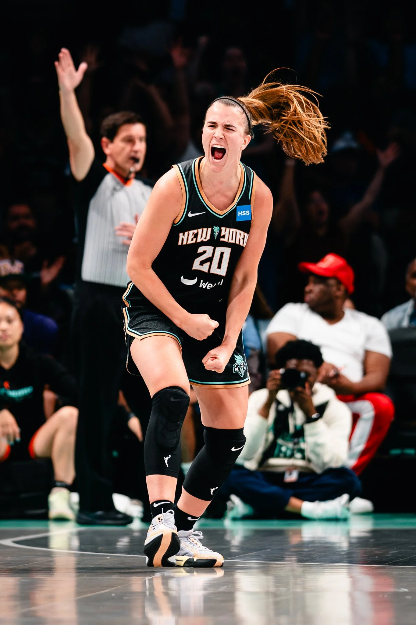Sabrina Ionescu of New York Liberty celebrates.