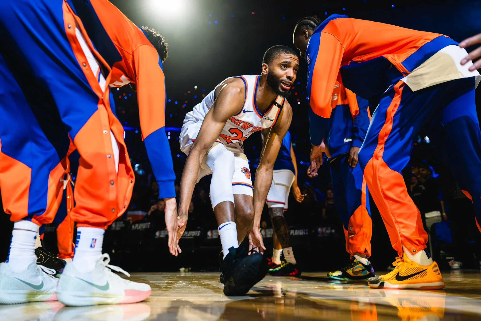 Mikal Bridges of New York Knicks is introduced before game.