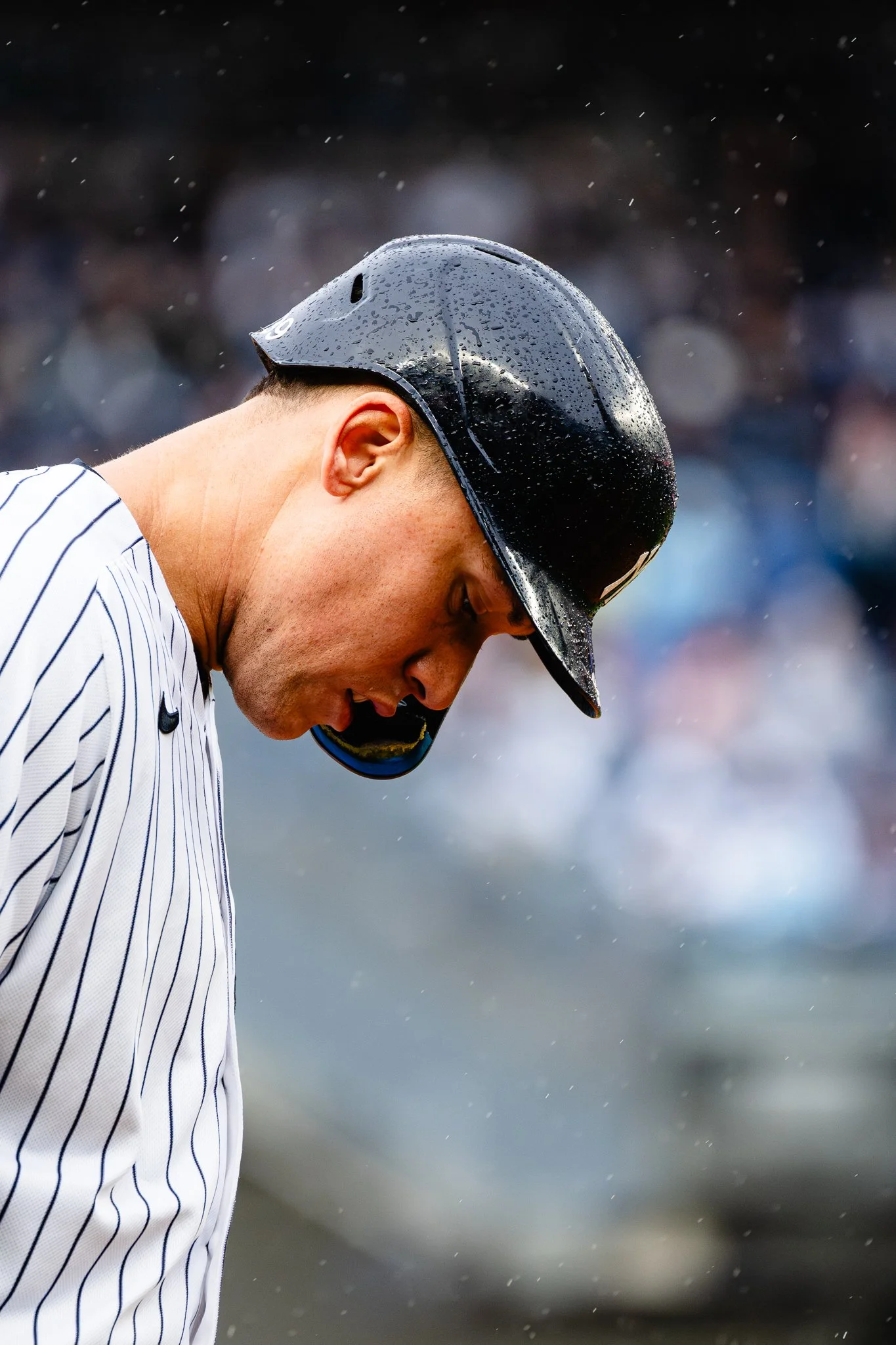 Aaron Judge of New York Yankees looks on.