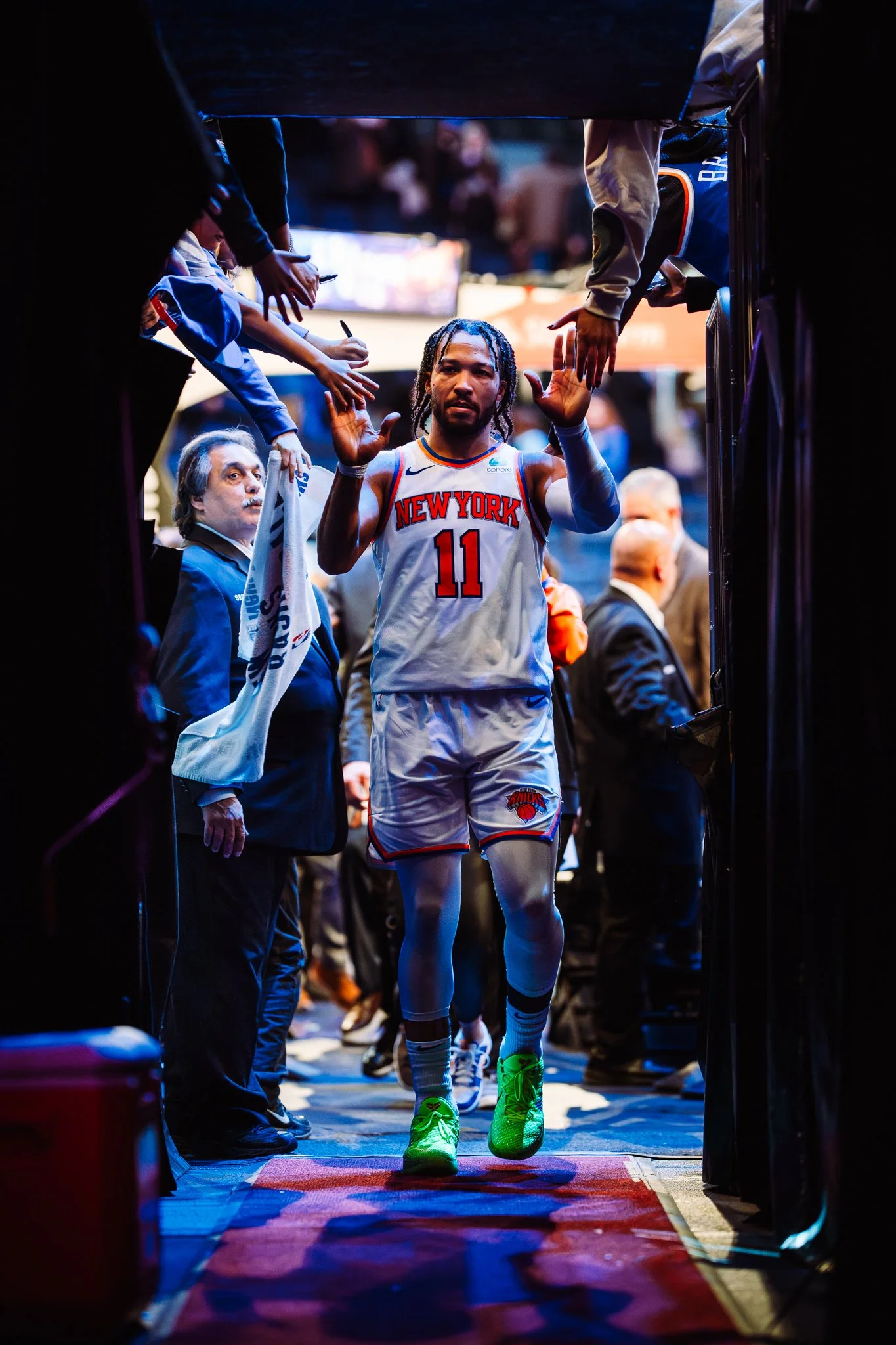 Jalen Brunson of New York Knicks walks off court.