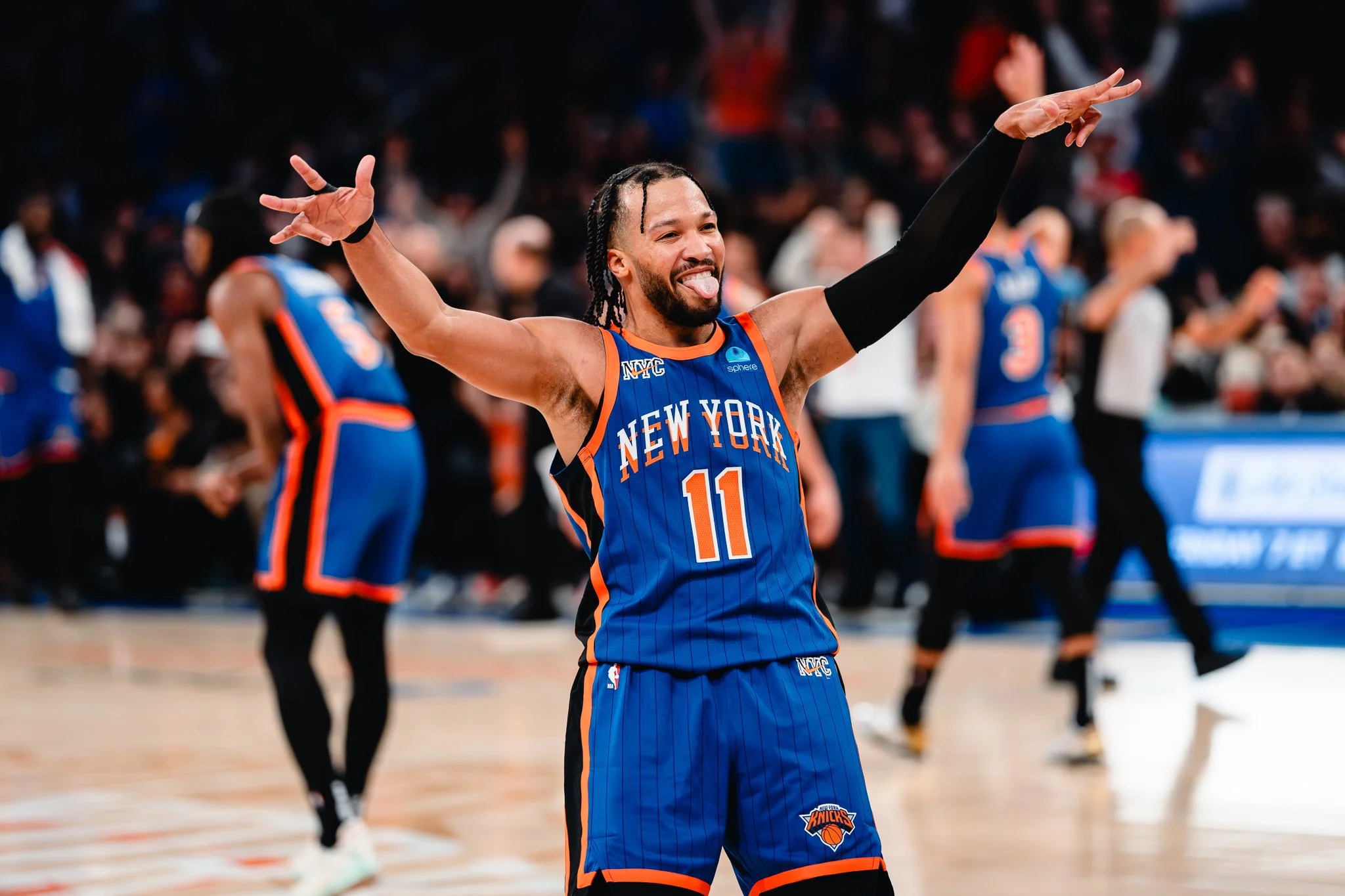 Jalen Brunson of New York Knicks celebrates.
