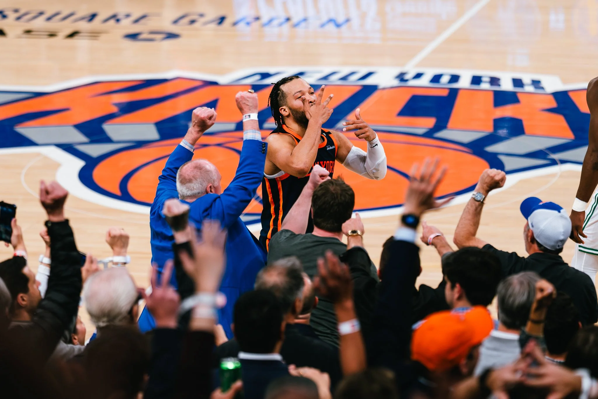 Jalen Brunson of New York Knicks celebrates.