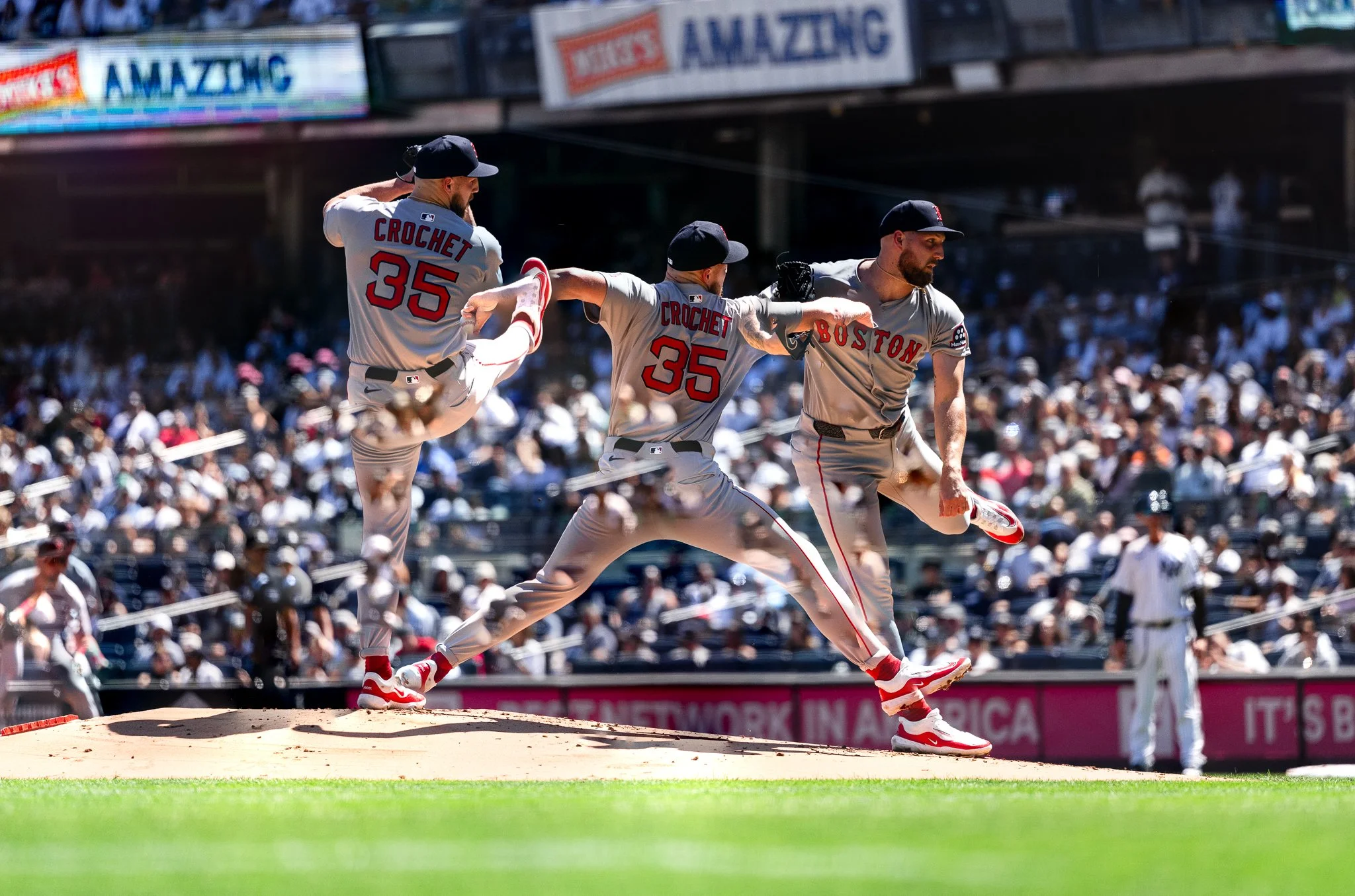 Garrett Crochet of Boston Red Sox throws pitch.