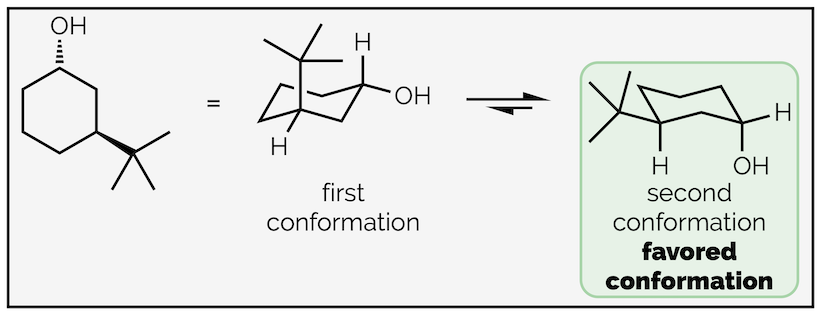 The two conformations together with the more favored circled