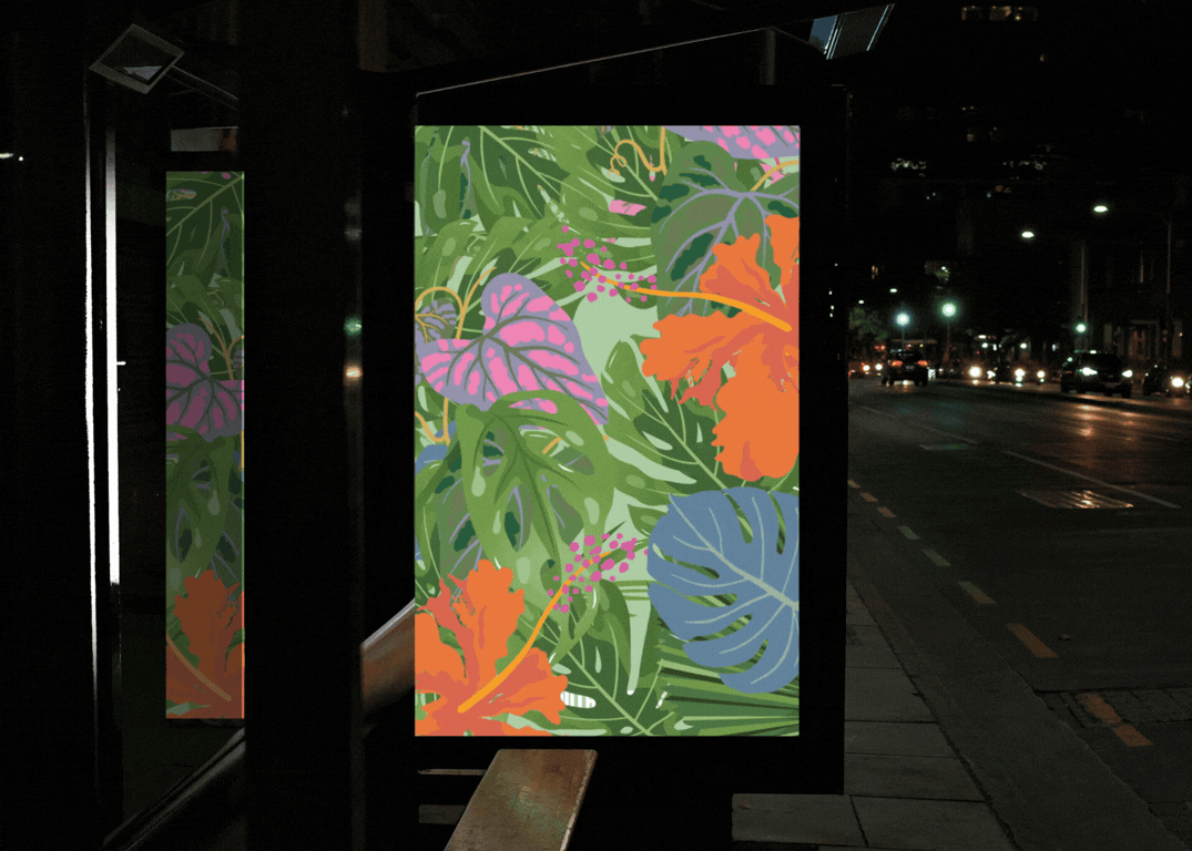 The Secret Garden by Pellicano branding on bus stop billboard