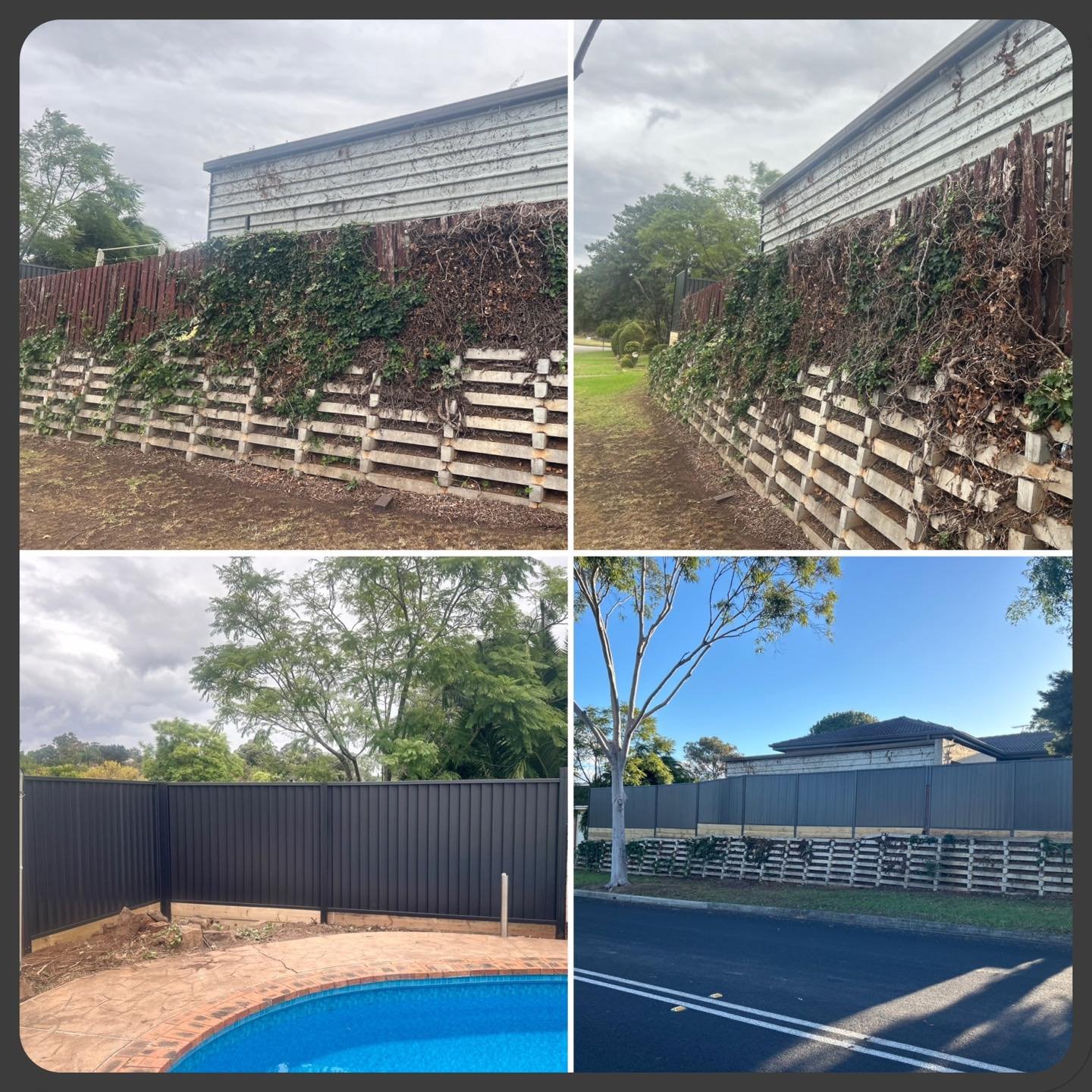 Finished off a complete boundary fence replacement for a lovely client in Bradbury. We also added a new filter surround for pool compliance. Check out the before and after.  #gardenfencing #glasspoolfencing #glasspoolfencing #colourbondsteel #colourb