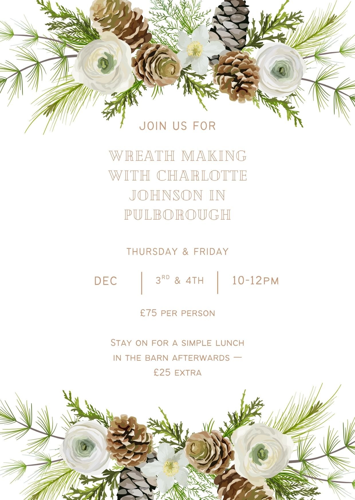 Wreath Making Workshop with Charlotte Johnson hosted Charlie Gray