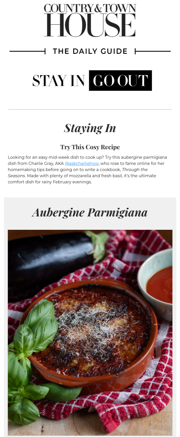 Country & Town House - "Looking for an easy mid-week dish to cook up? Try this aubergine parmigiana"