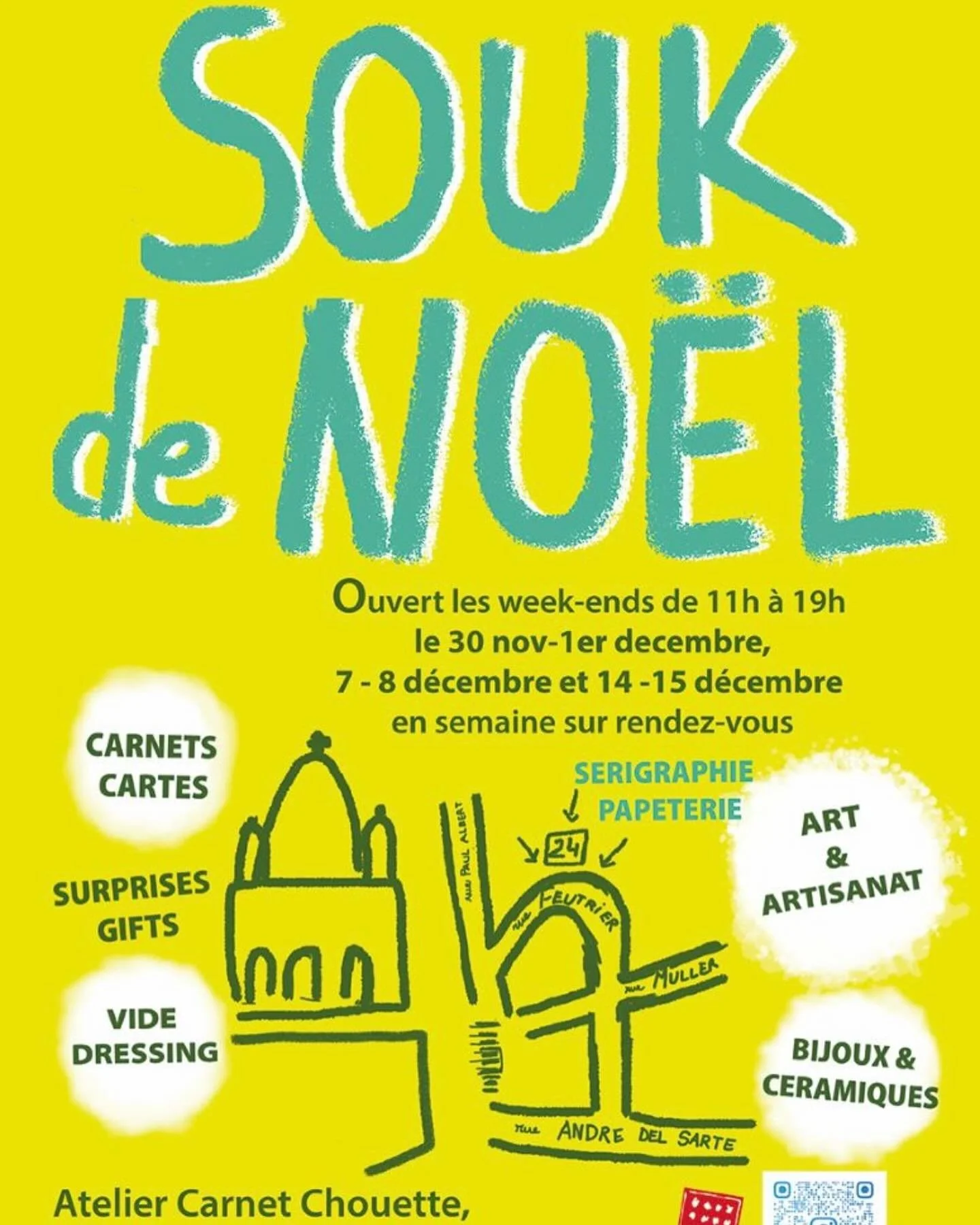 No&euml;l approche .. 
Ouverture de l&rsquo;atelier Carnet Chouette tous les week-ends, du samedi 30 novembre au dimanche 15 d&eacute;cembre inclus de 11h &agrave; 19h et le reste de la semaine sur rendez vous.  30 novembre et 1er d&eacute;cembre, vi