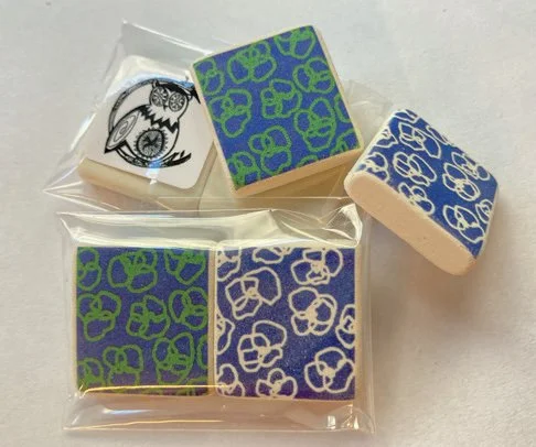 Gommes Poppies - Bleu Vert et Blanc - Blandine Imberty - Carnet Chouette