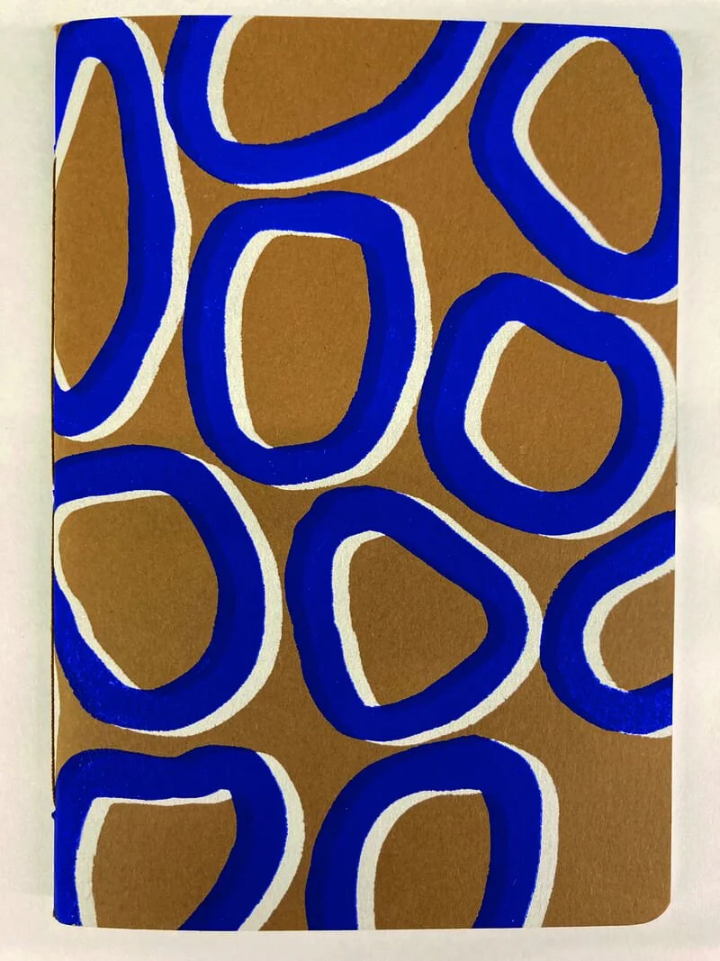 Carnet Sifnos - Kraft Bleu Blanc - Recto - Blandine Imberty - Carnet Chouette