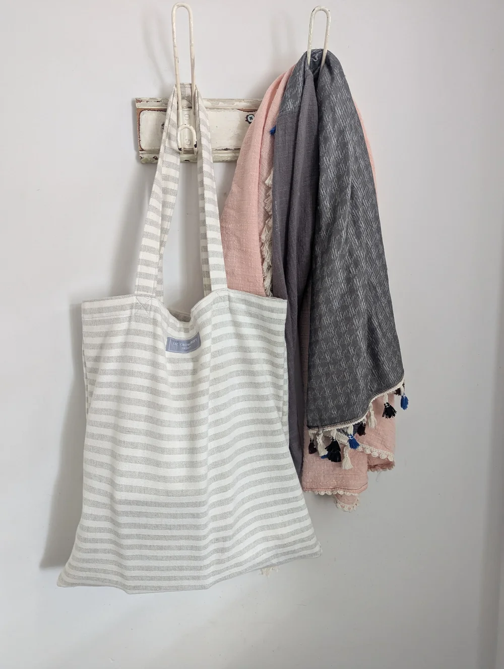 Gorgeous luxury tote bag made from 100 thick cotton striped fabric — Liz  Crowcroft Design