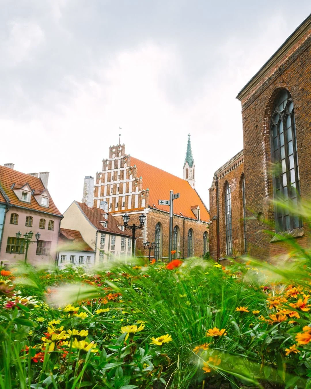 riga old town, flowers