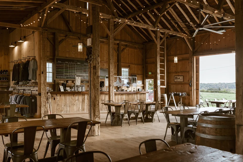 Inside the barn taproom