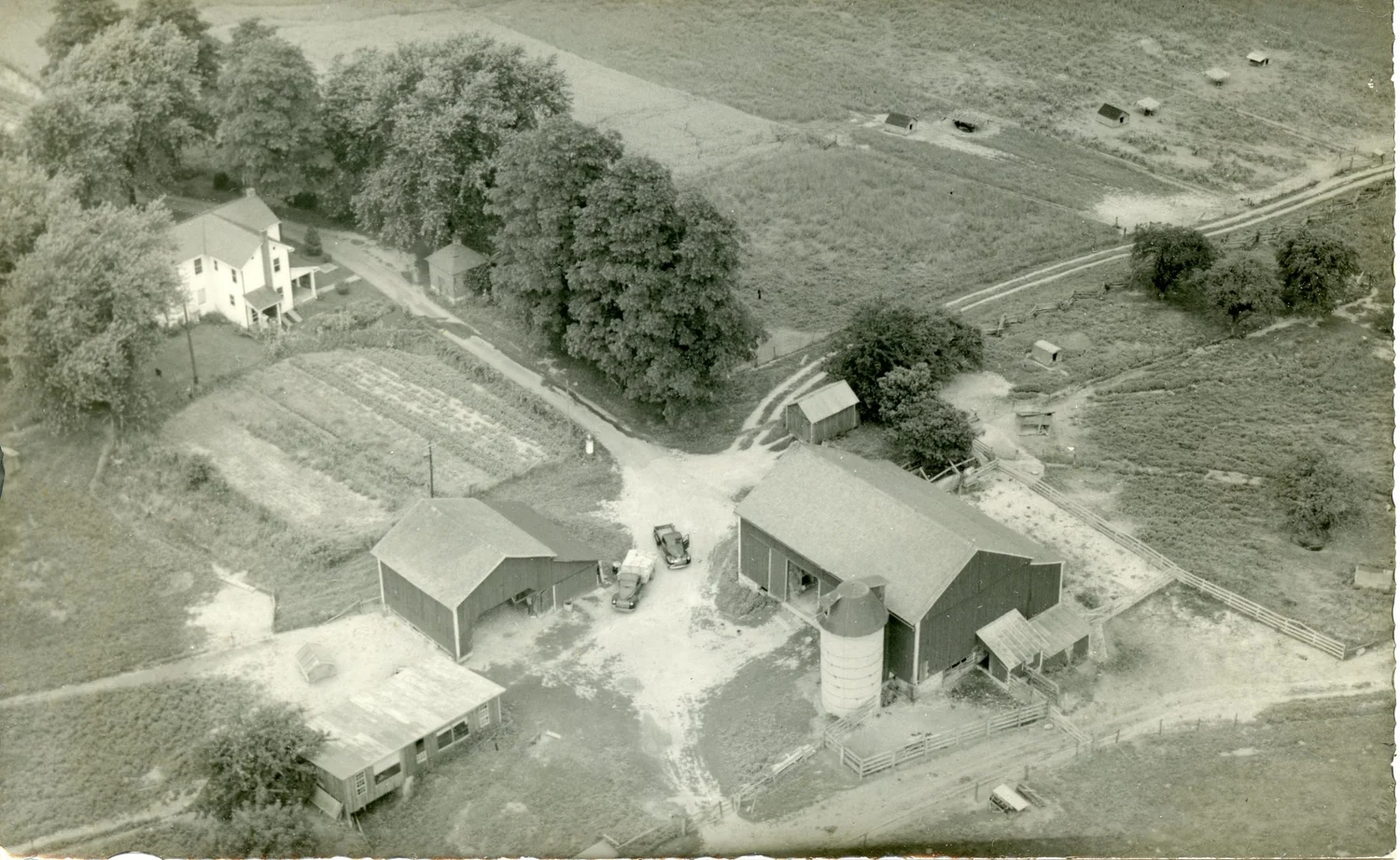 Aerial photo of the family farm in the 1940s