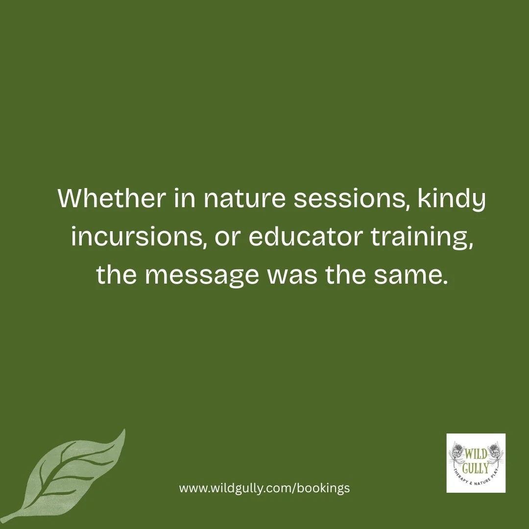 Whether in nature sessions, Kindy incursions, or educator training, the message was the same.

Children don&rsquo;t need more pressure.
They need environments that support how their brains develop.

Across families, early learning centres, and educat