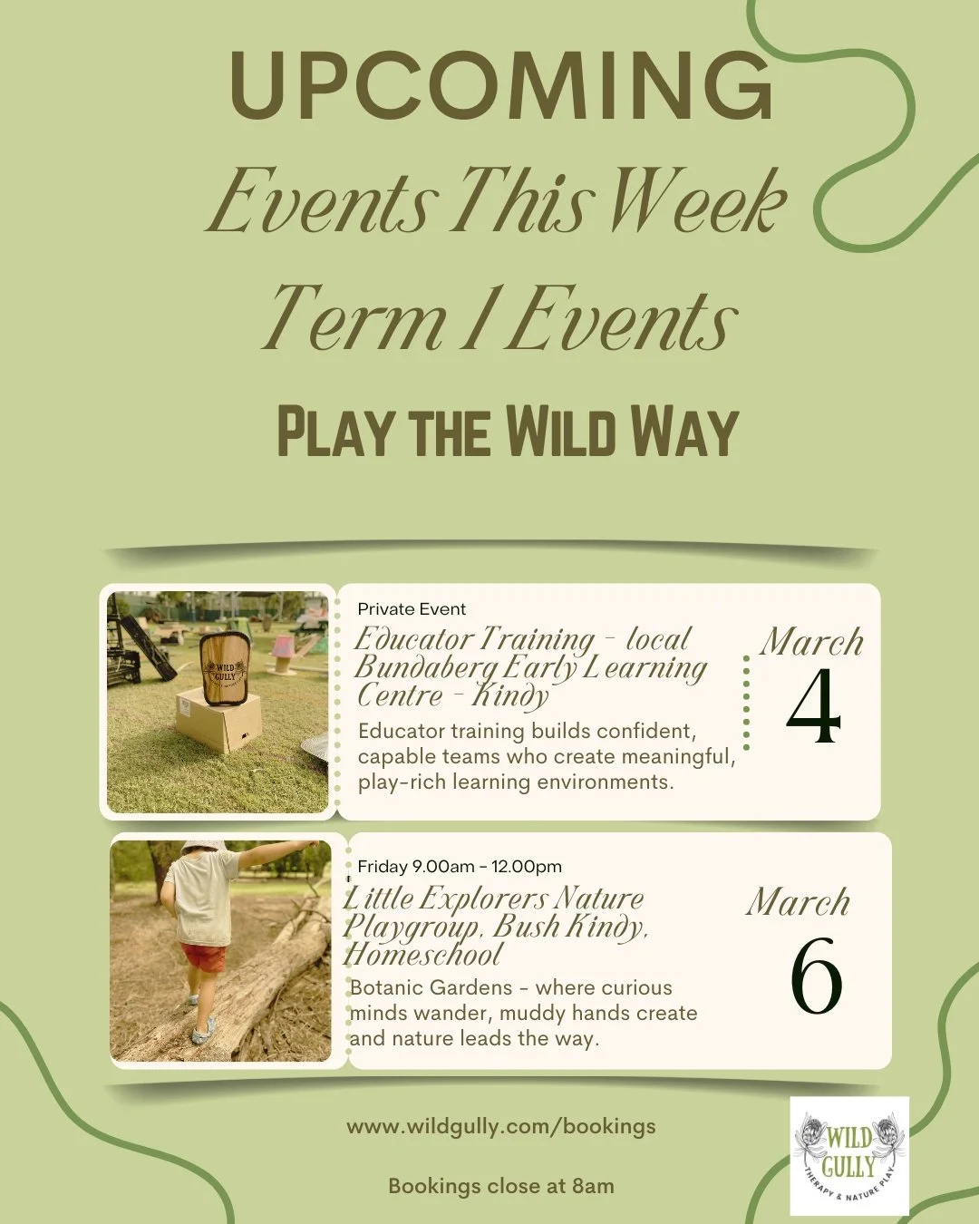 This week at Wild Gully

We begin our signature educator training &mdash; bringing nature play and Bush Kindy principles to a local Bundaberg centre filled with eager, open-hearted educators ready to grow.

We&rsquo;ll be empowering them with practic