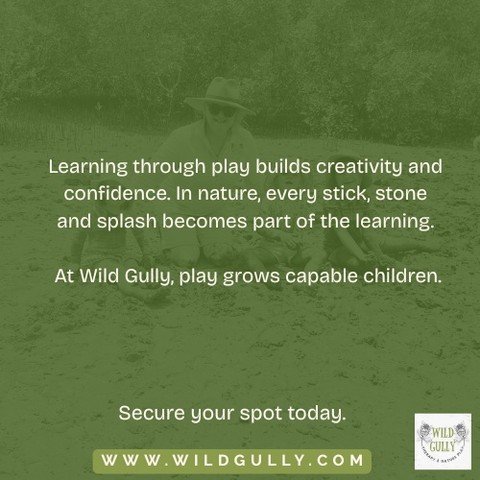 Learning through play builds creativity and confidence. In nature, every stick, stone and splash becomes part of the learning.
At Wild Gully, play grows capable children.

Secure your spot today.
Link in bio - or click here - https://www.wildgully.co