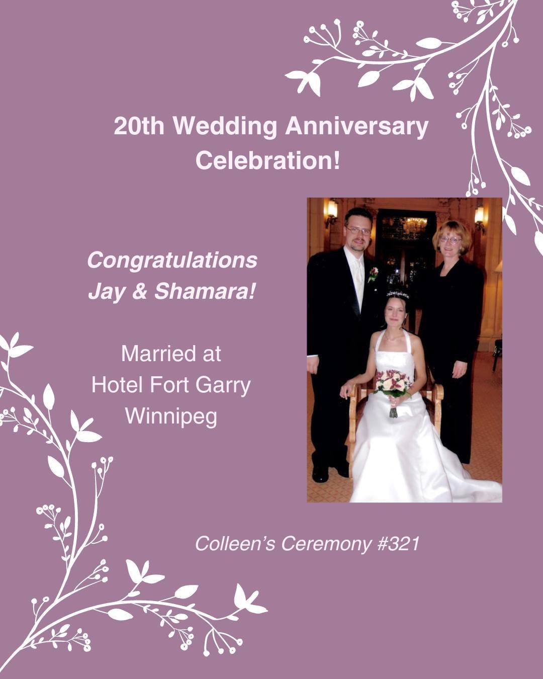 Congratulations Shamara &amp; Jay on your 20th anniversary! 💞⁠
www.colleenolafson.ca