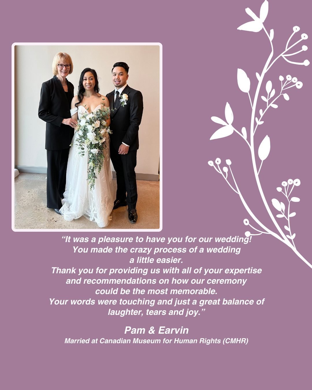 Congratulations Pam &amp; Earvin! 💞⁠
Married at Canadian Museum for Human Rights (CMHR)