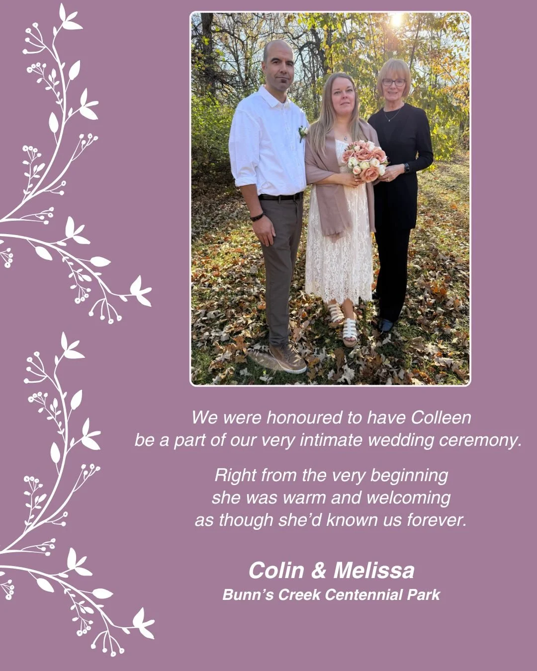 Congratulations Melissa &amp; Colin! 💞
www.colleenolafson.ca