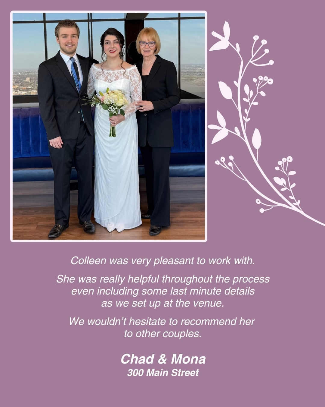 Congratulations Mona and Chad! 💞
www.colleenolafson.ca