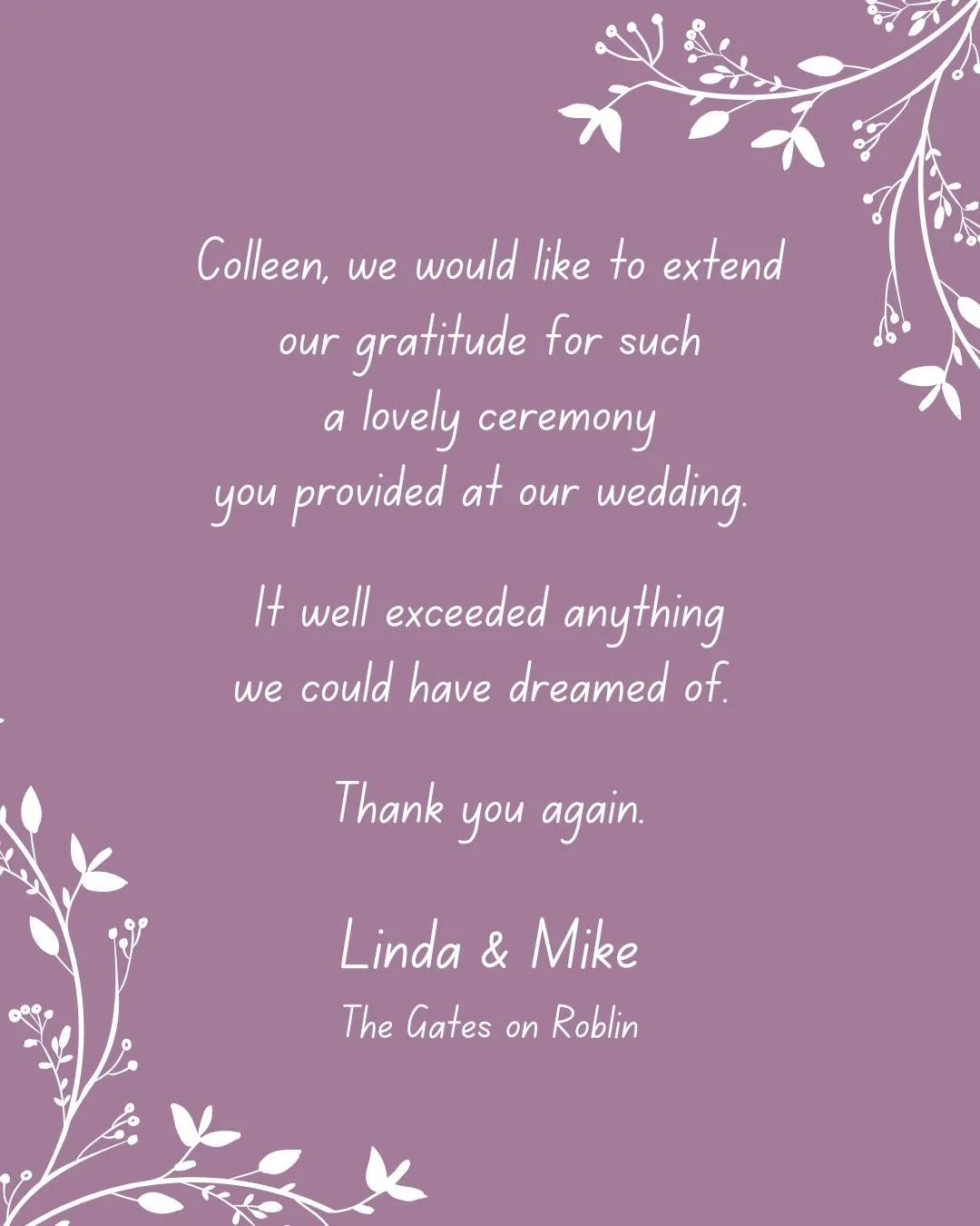 Congratulations Linda &amp; Mike! 💞
www.colleenolafson.ca
