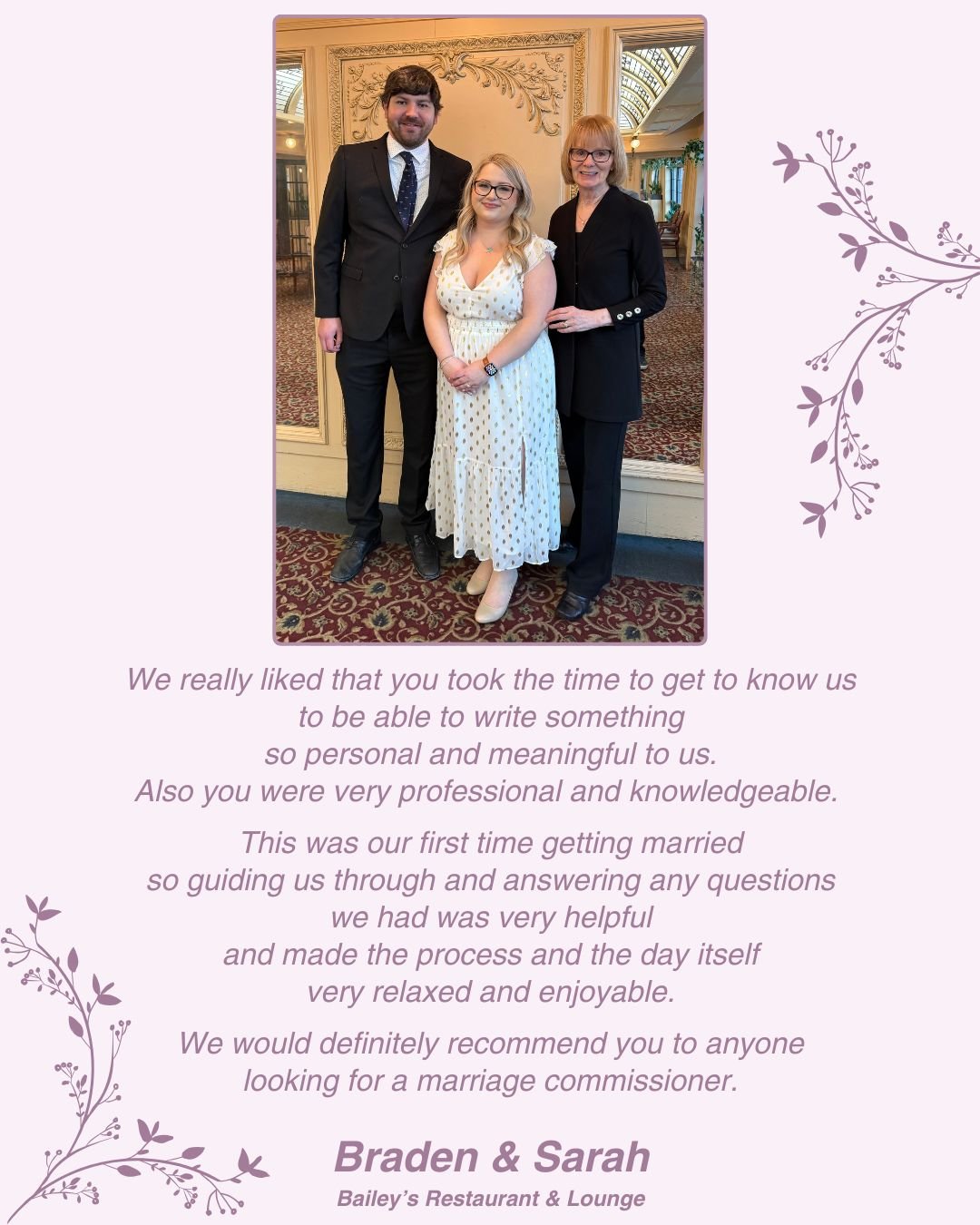 Congratulations Sarah &amp; Braden! 💞
Married at Bailey's Restaurant &amp; Lounge on Lombard.
www.colleenolafson.ca